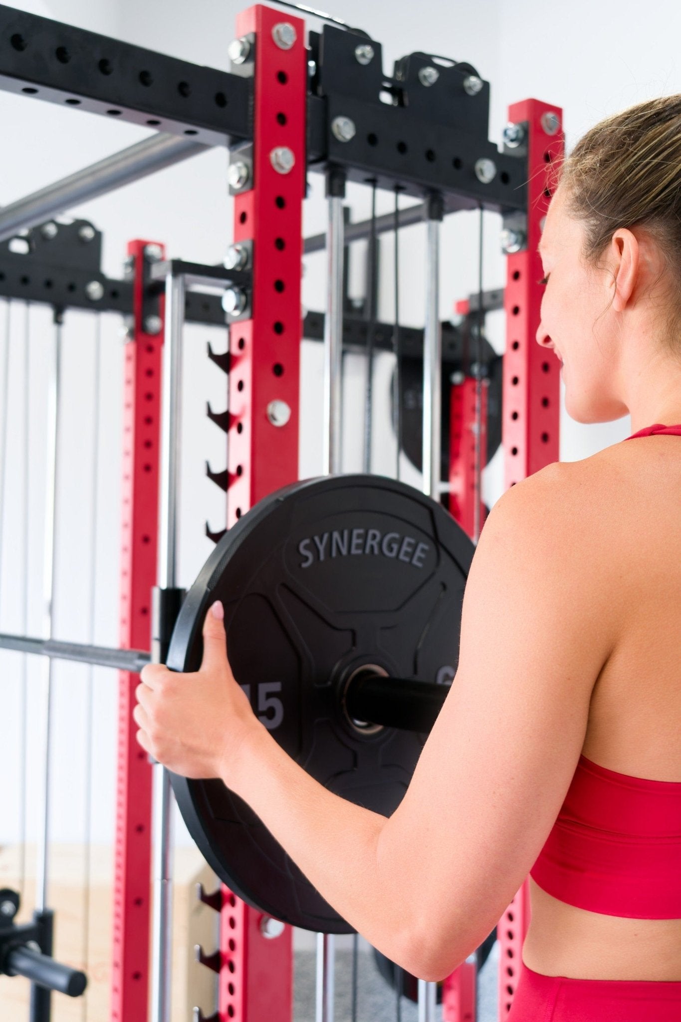Synergee 2300 Series Power Cage with Synchronized Loaded Cable Cross Overs and Smith Machine - Grit Grind Strength