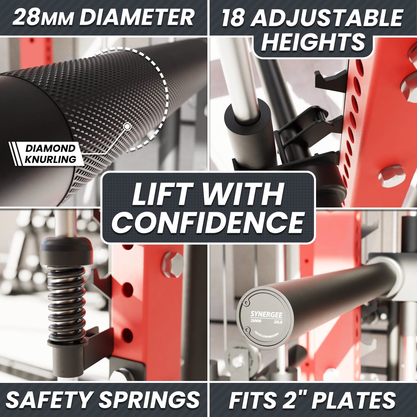 Synergee 2300 Series Power Cage with Synchronized Loaded Cable Cross Overs and Smith Machine - Grit Grind Strength