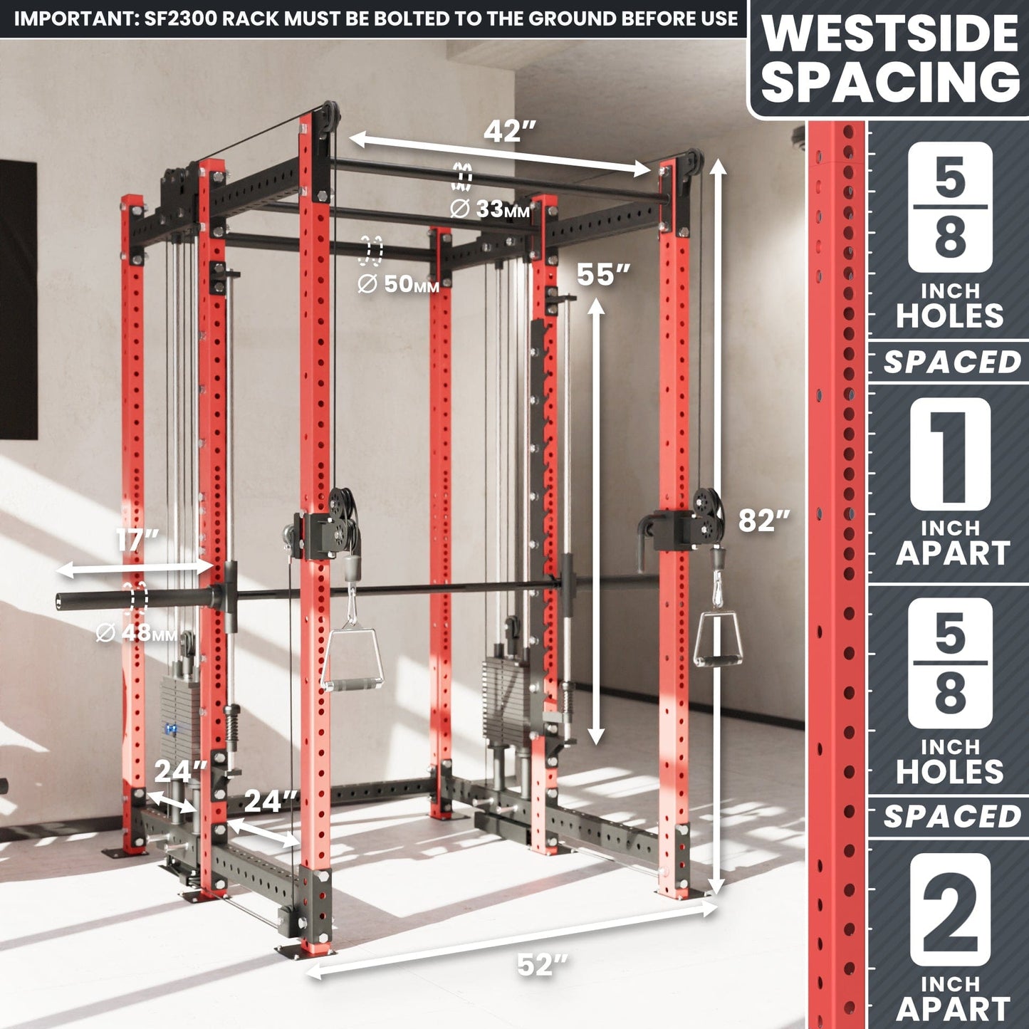 Synergee 2300 Series Power Cage with Synchronized Loaded Cable Cross Overs and Smith Machine - Grit Grind Strength