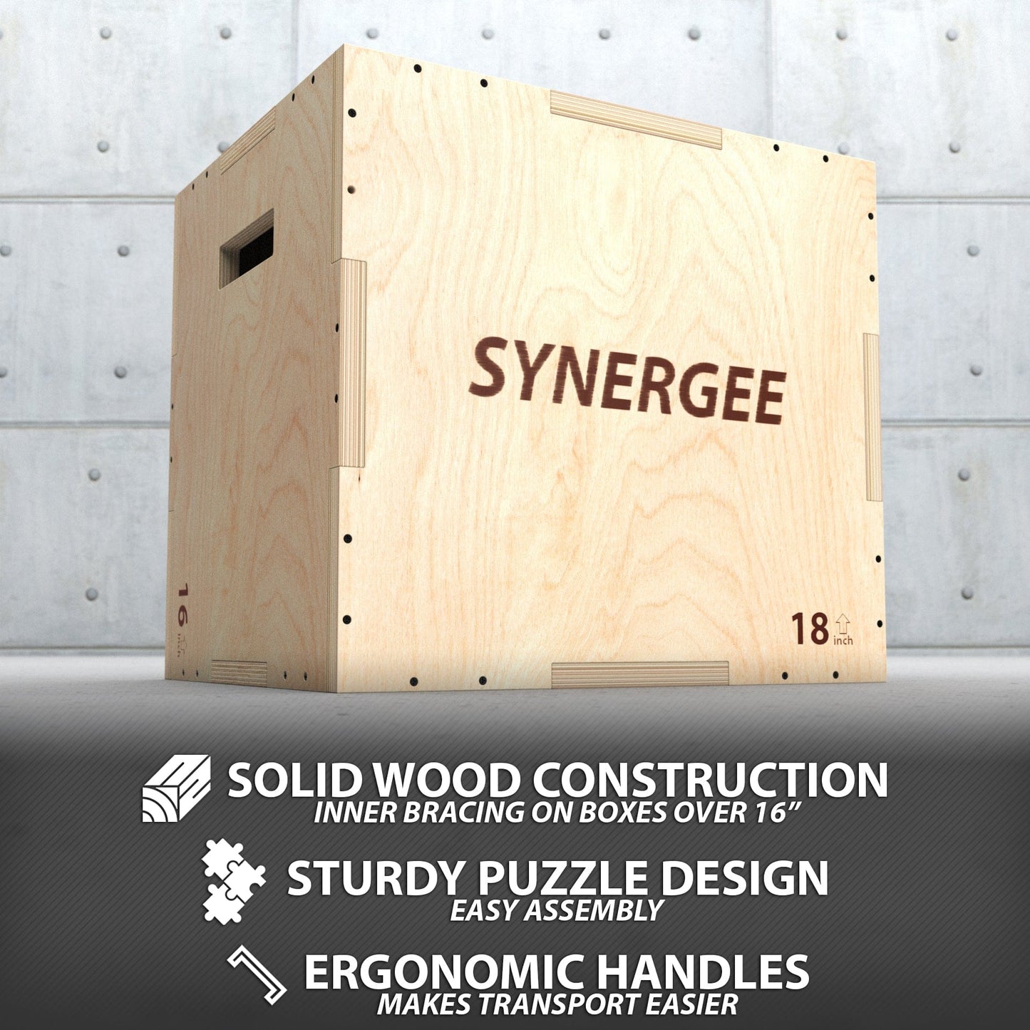 Synergee 3 - in - 1 Wood Plyo Boxes - Grit Grind Strength