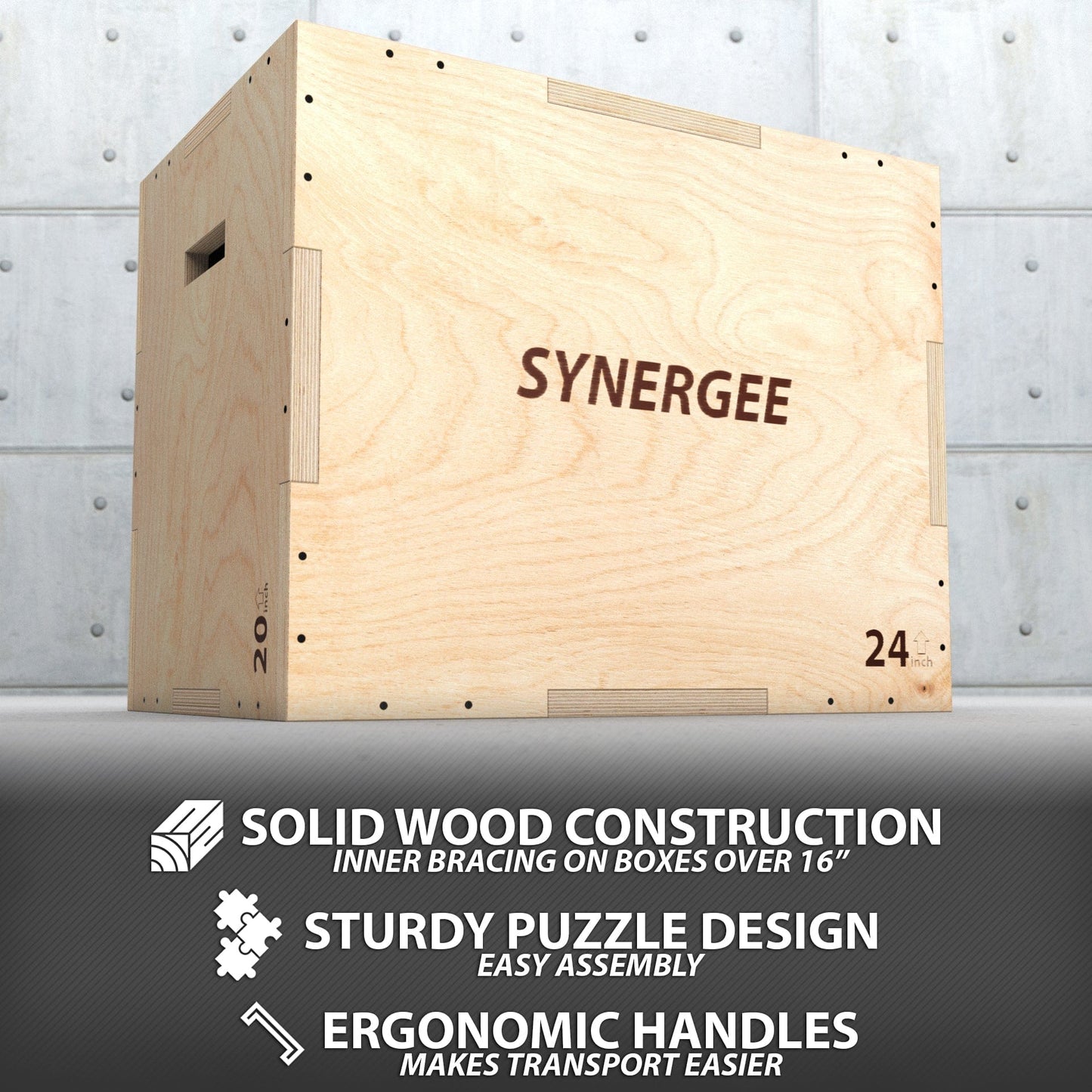 Synergee 3 - in - 1 Wood Plyo Boxes - Grit Grind Strength