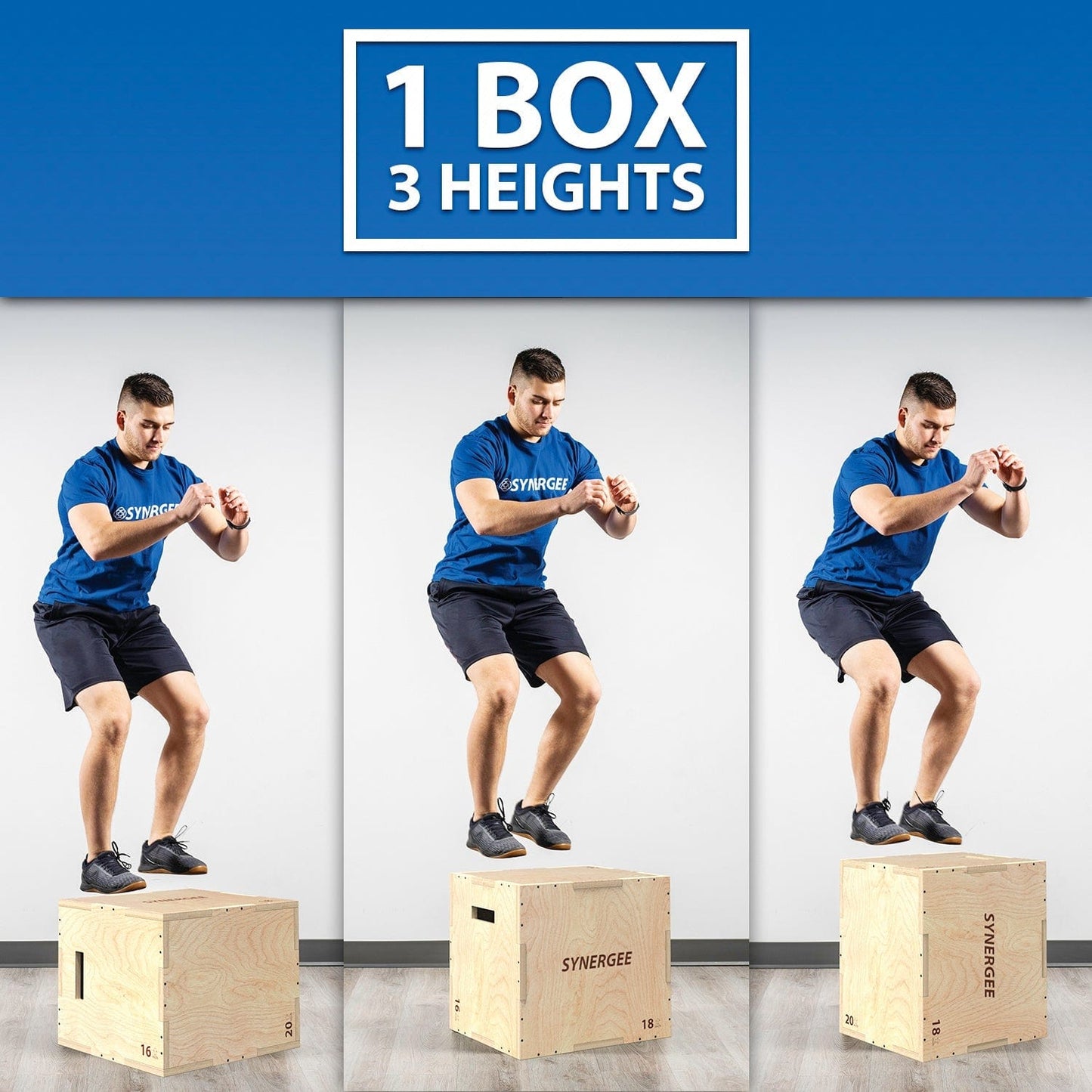 Synergee 3 - in - 1 Wood Plyo Boxes - Grit Grind Strength