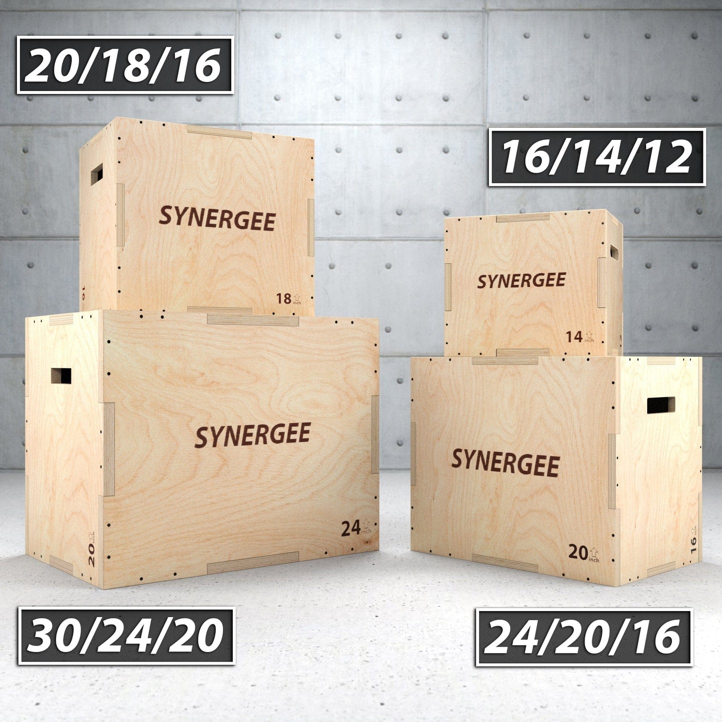 Synergee 3 - in - 1 Wood Plyo Boxes - Grit Grind Strength