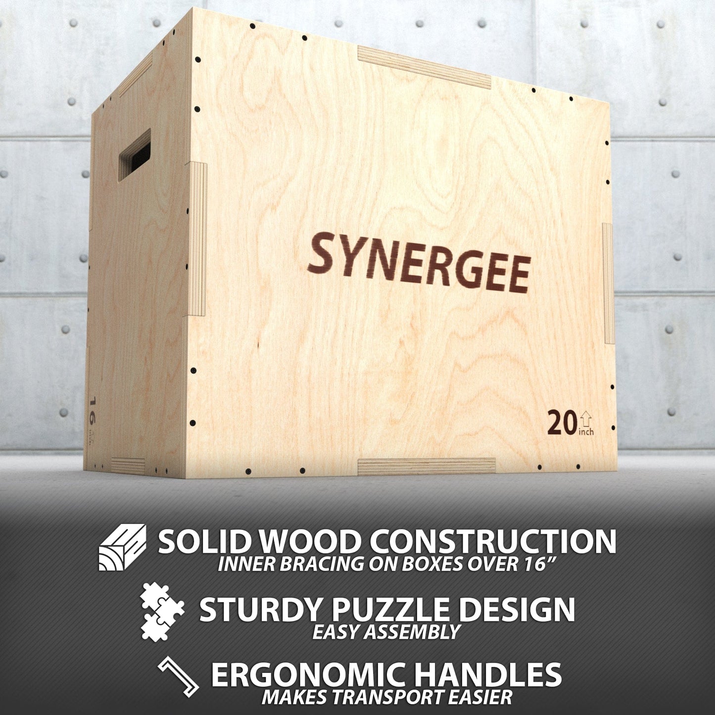 Synergee 3 - in - 1 Wood Plyo Boxes - Grit Grind Strength