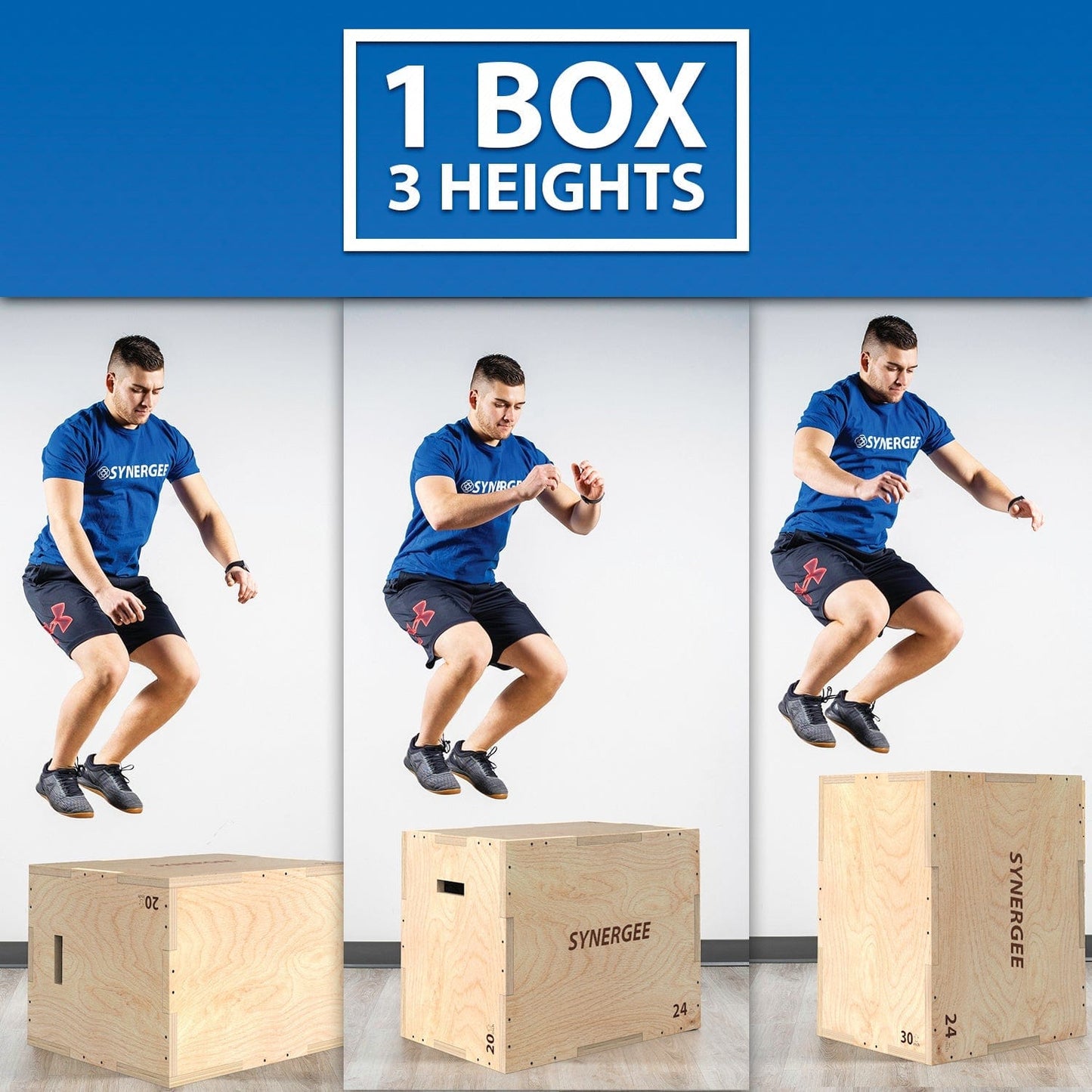 Synergee 3 - in - 1 Wood Plyo Boxes - Grit Grind Strength