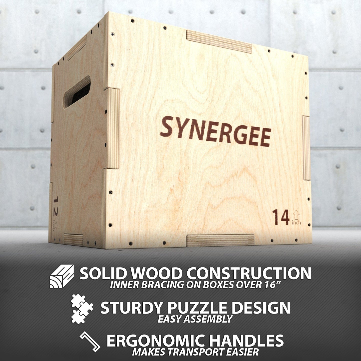 Synergee 3 - in - 1 Wood Plyo Boxes - Grit Grind Strength