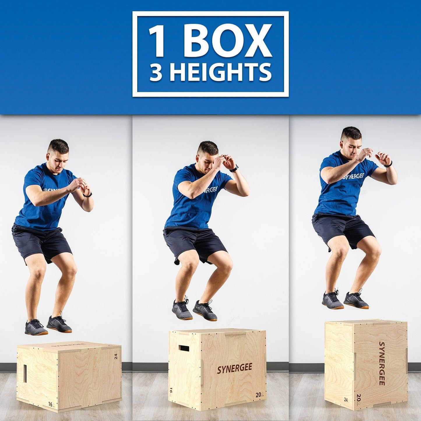 Synergee 3 - in - 1 Wood Plyo Boxes - Grit Grind Strength