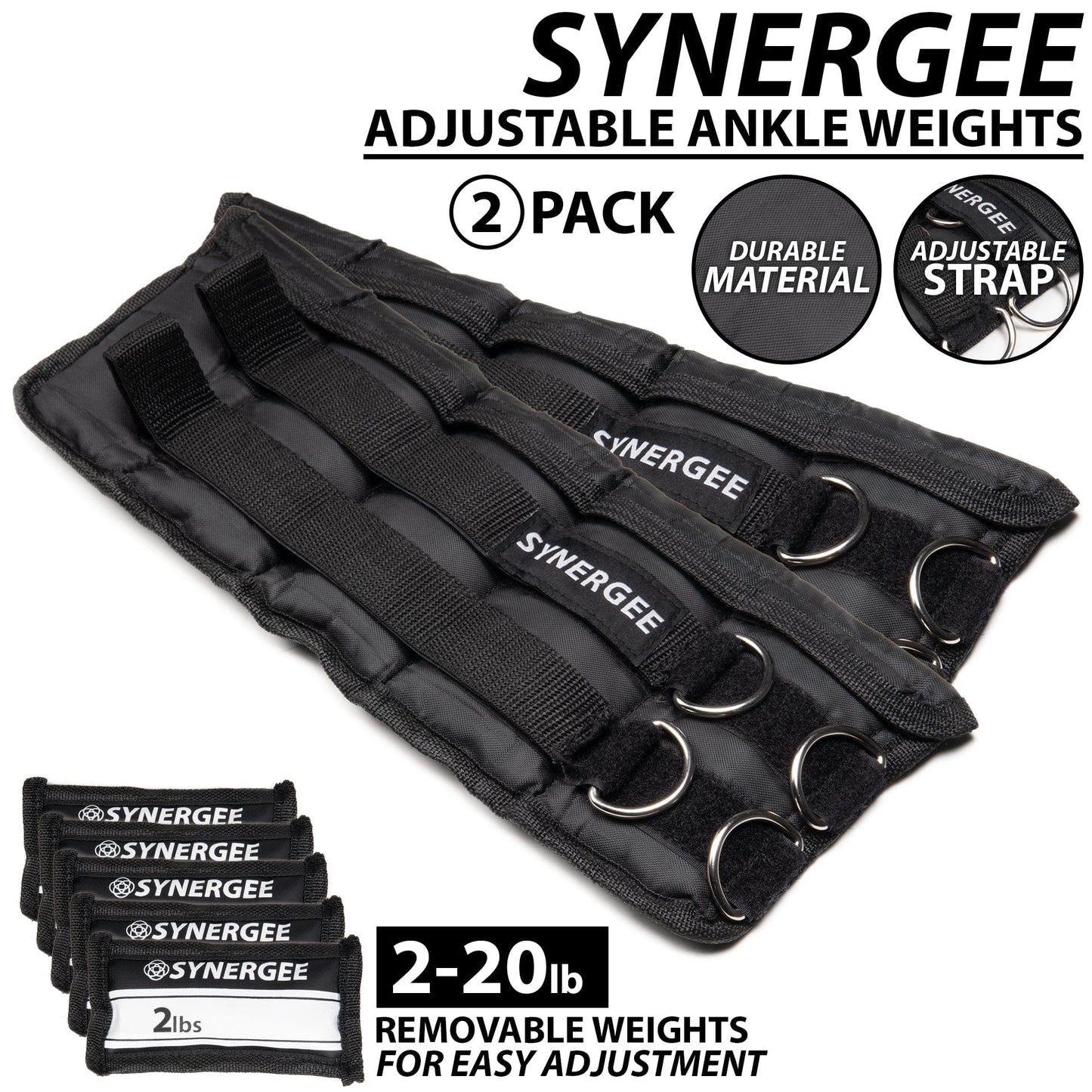 Synergee Adjustable Ankle/Wrist Weights - Grit Grind Strength