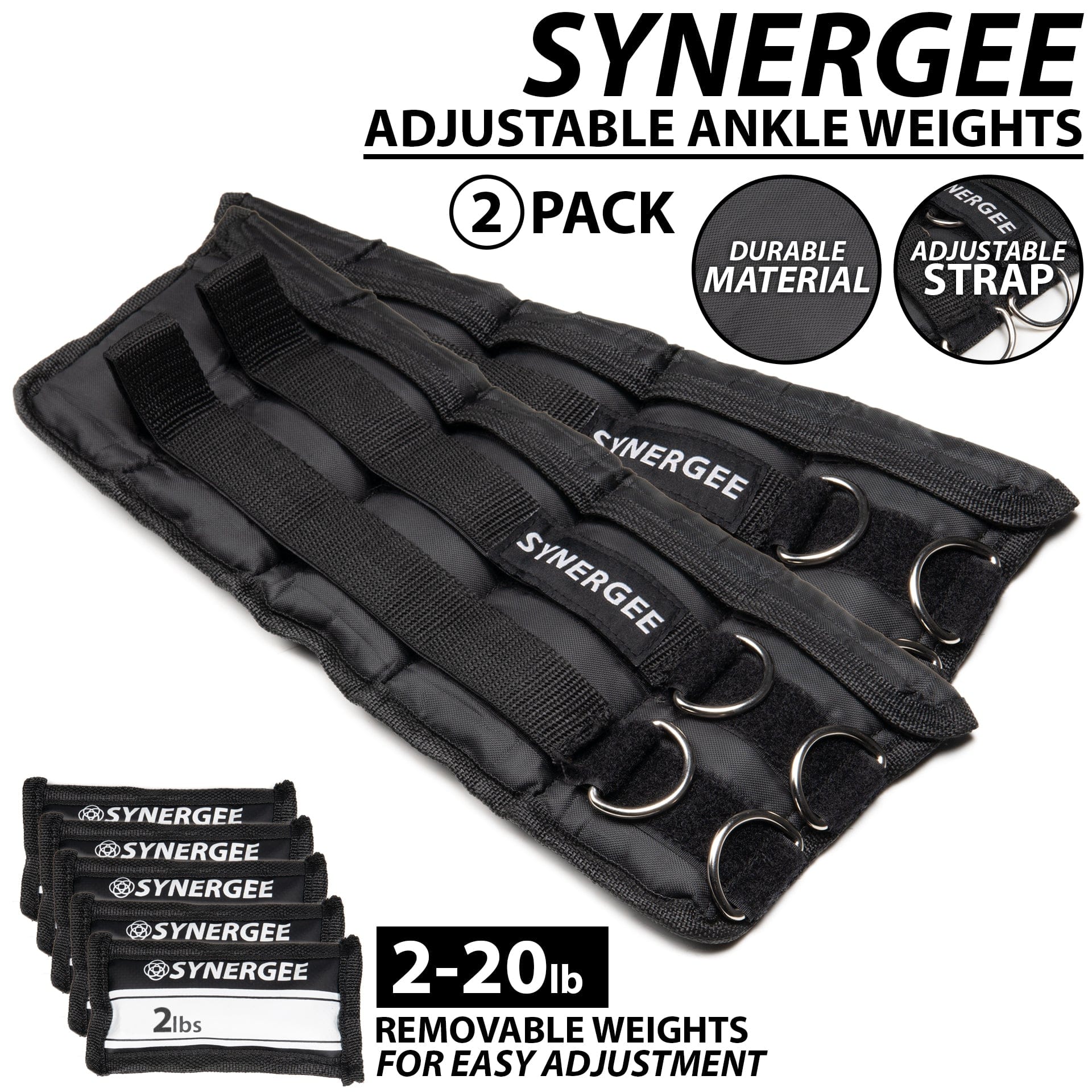 Synergee Adjustable Ankle/Wrist Weights - Grit Grind Strength