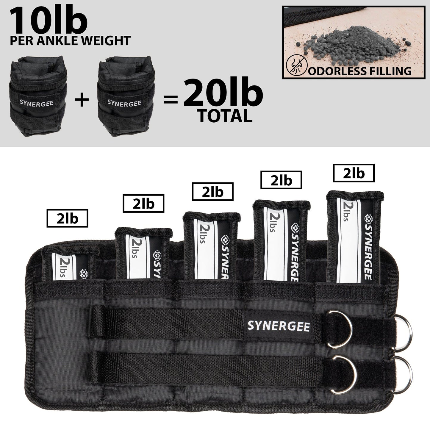 Synergee Adjustable Ankle/Wrist Weights - Grit Grind Strength
