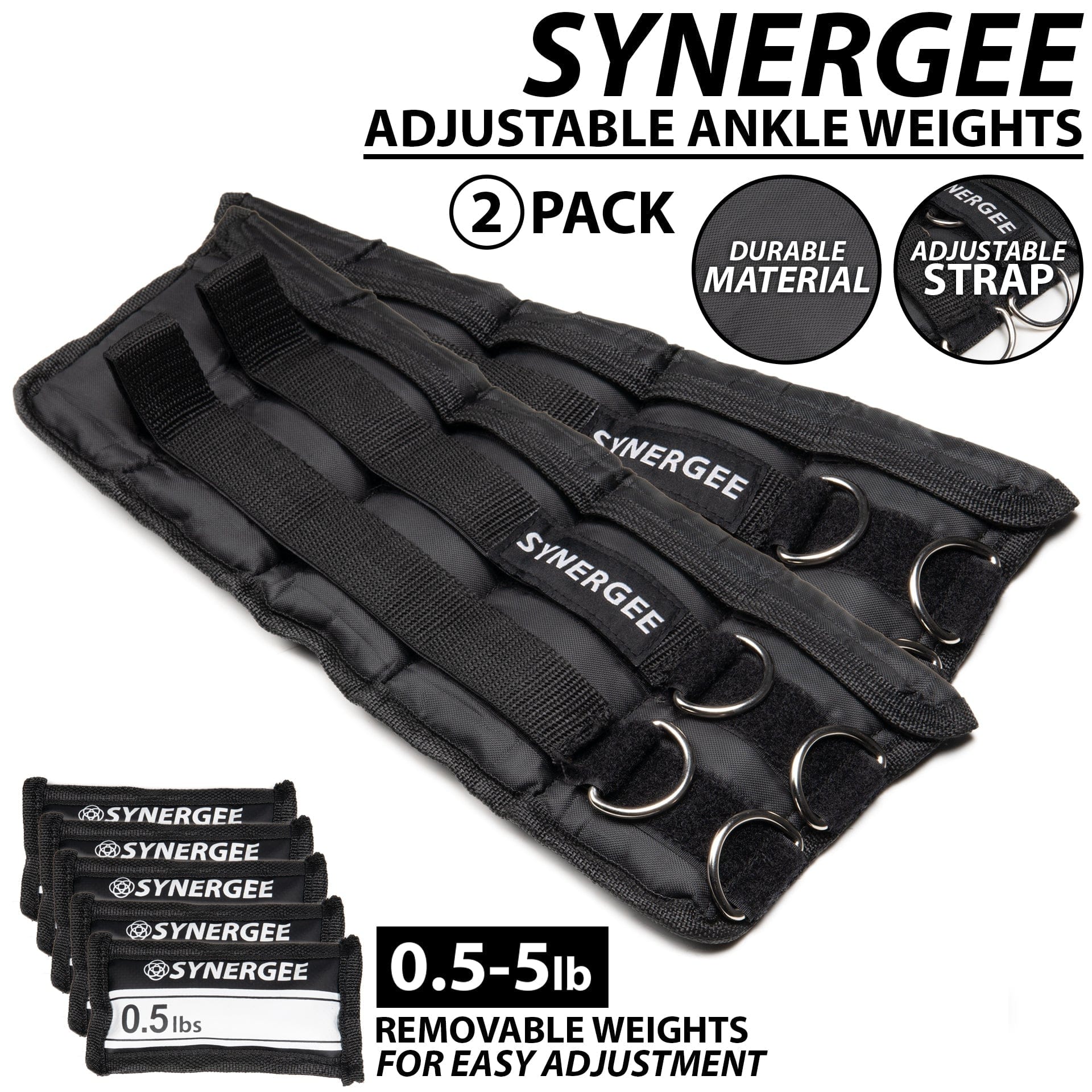 Synergee Adjustable Ankle/Wrist Weights - Grit Grind Strength
