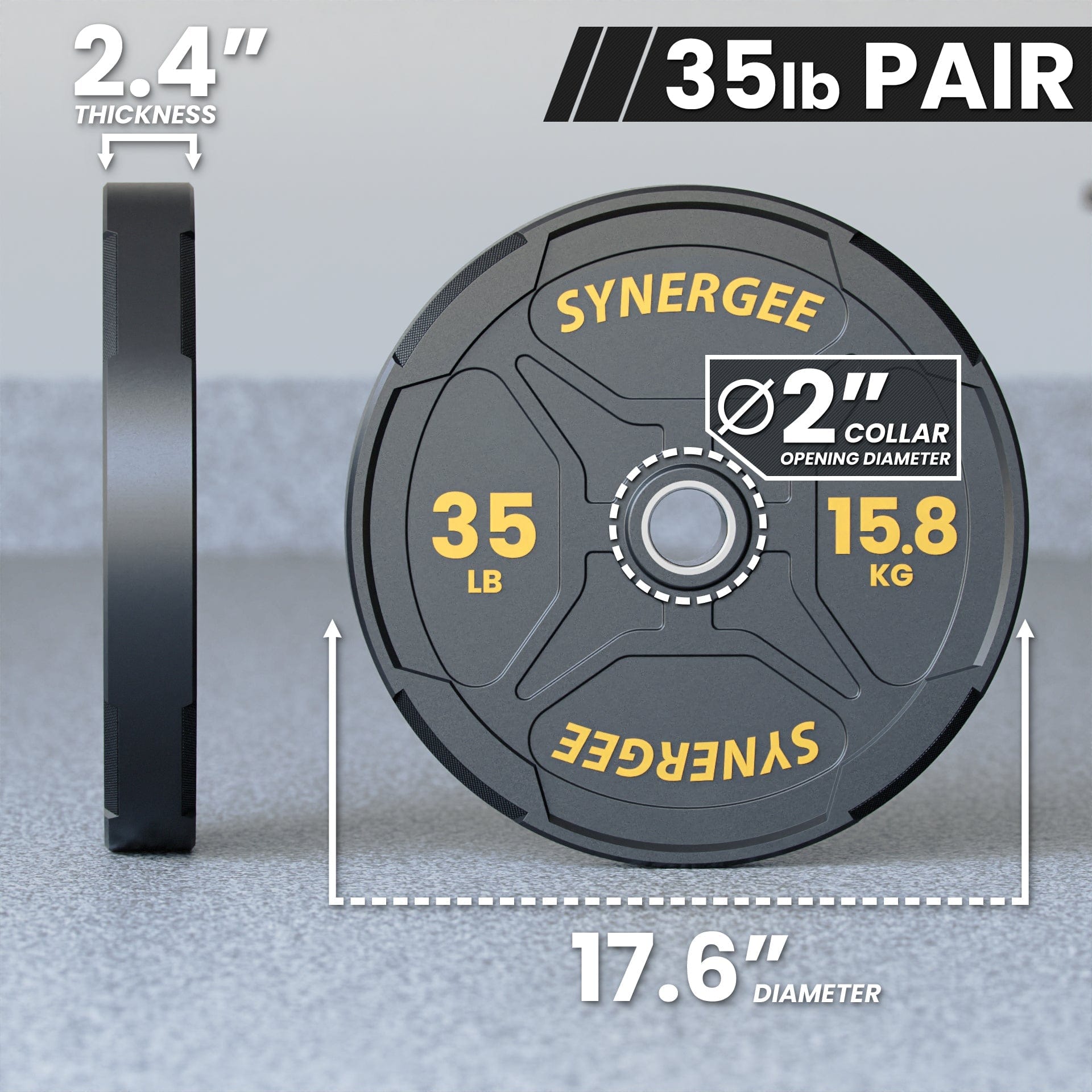 Synergee EZ Grip Bumper Plates - Grit Grind Strength