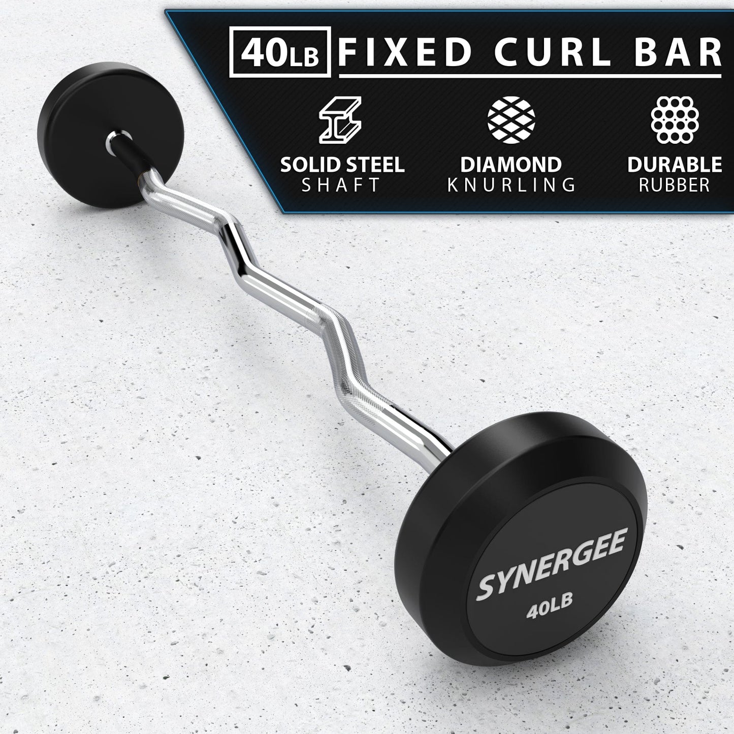 Synergee Fixed Easy Curl Barbell - Grit Grind Strength