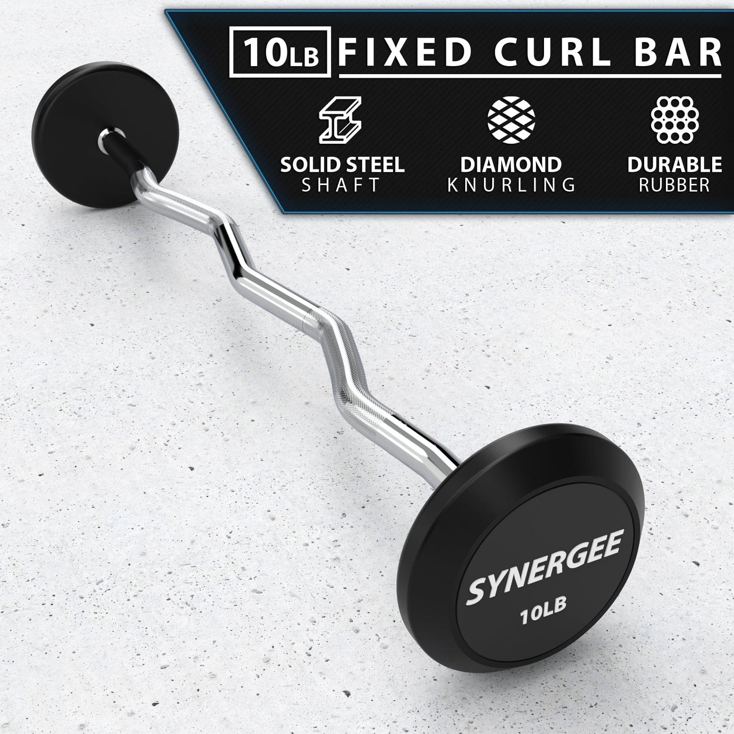 Synergee Fixed Easy Curl Barbell - Grit Grind Strength