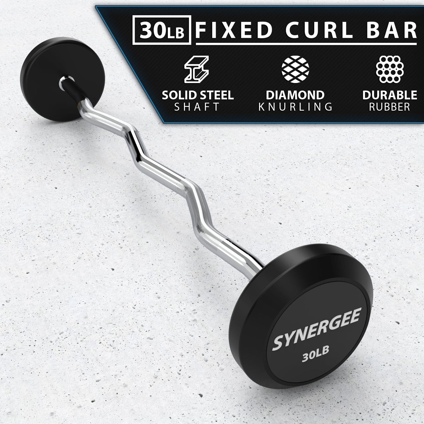 Synergee Fixed Easy Curl Barbell - Grit Grind Strength
