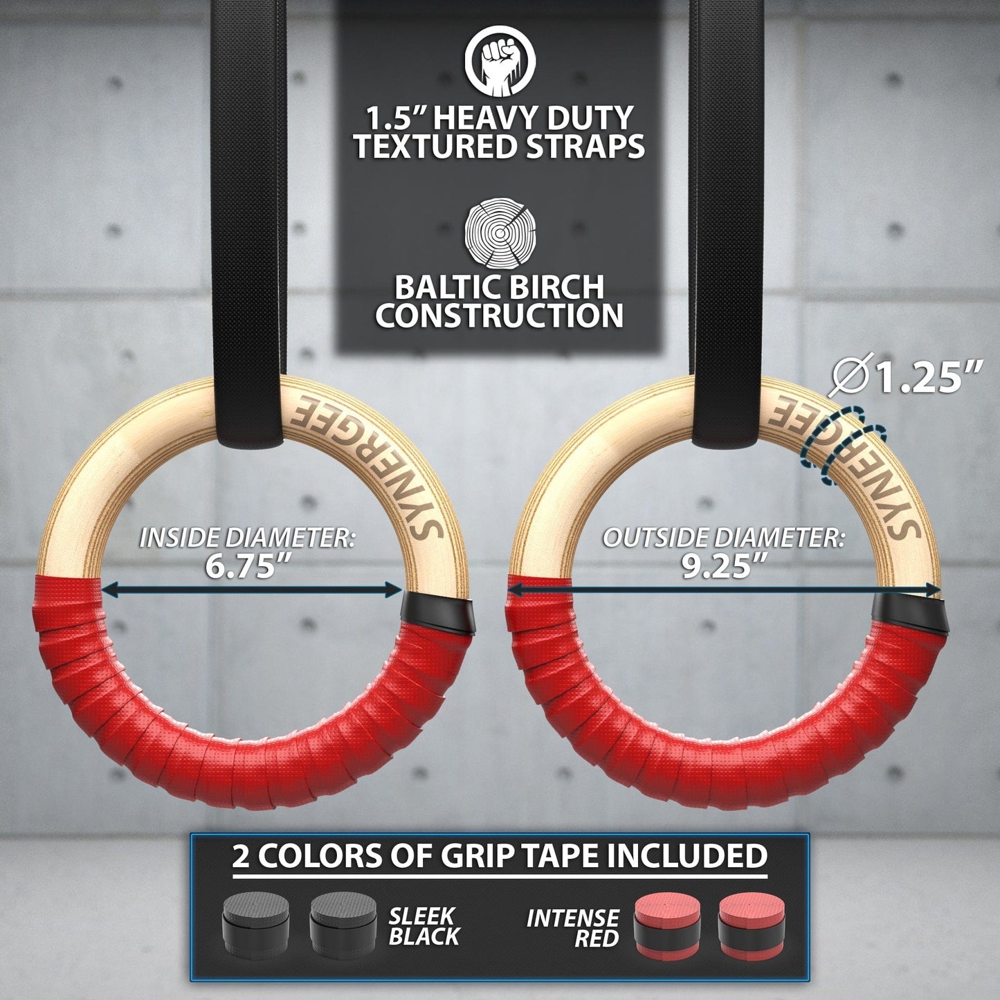 Synergee Gymnastic Rings - Grit Grind Strength