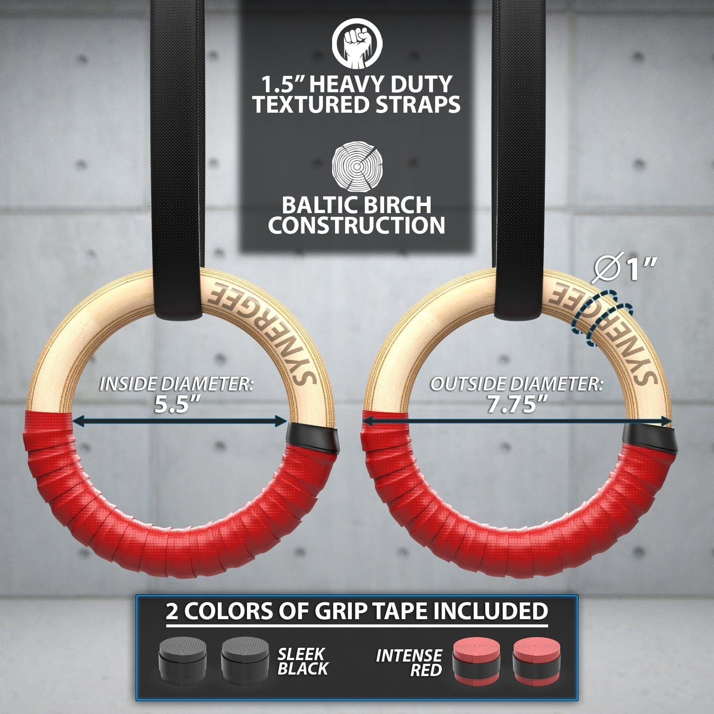 Synergee Gymnastic Rings - Grit Grind Strength