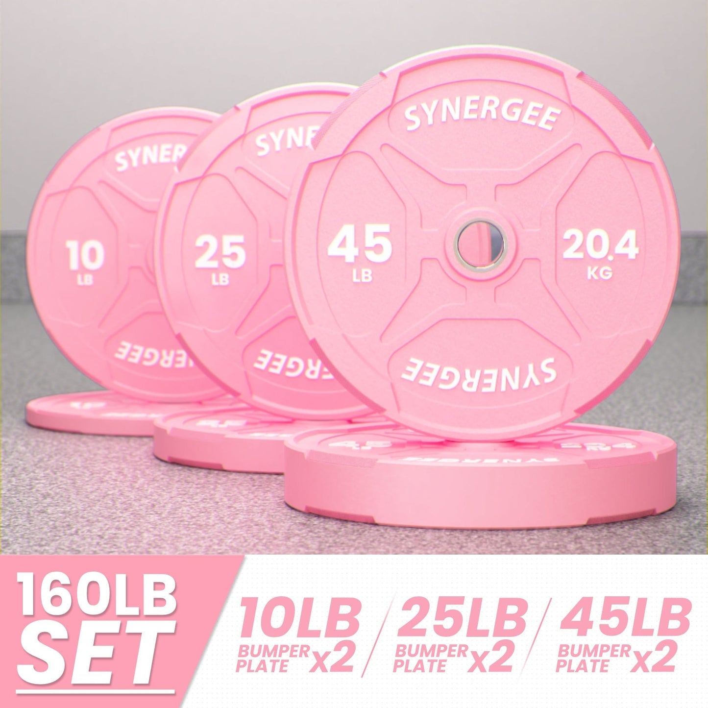 Synergee Pink EZ Grip Bumper Plates - Grit Grind Strength