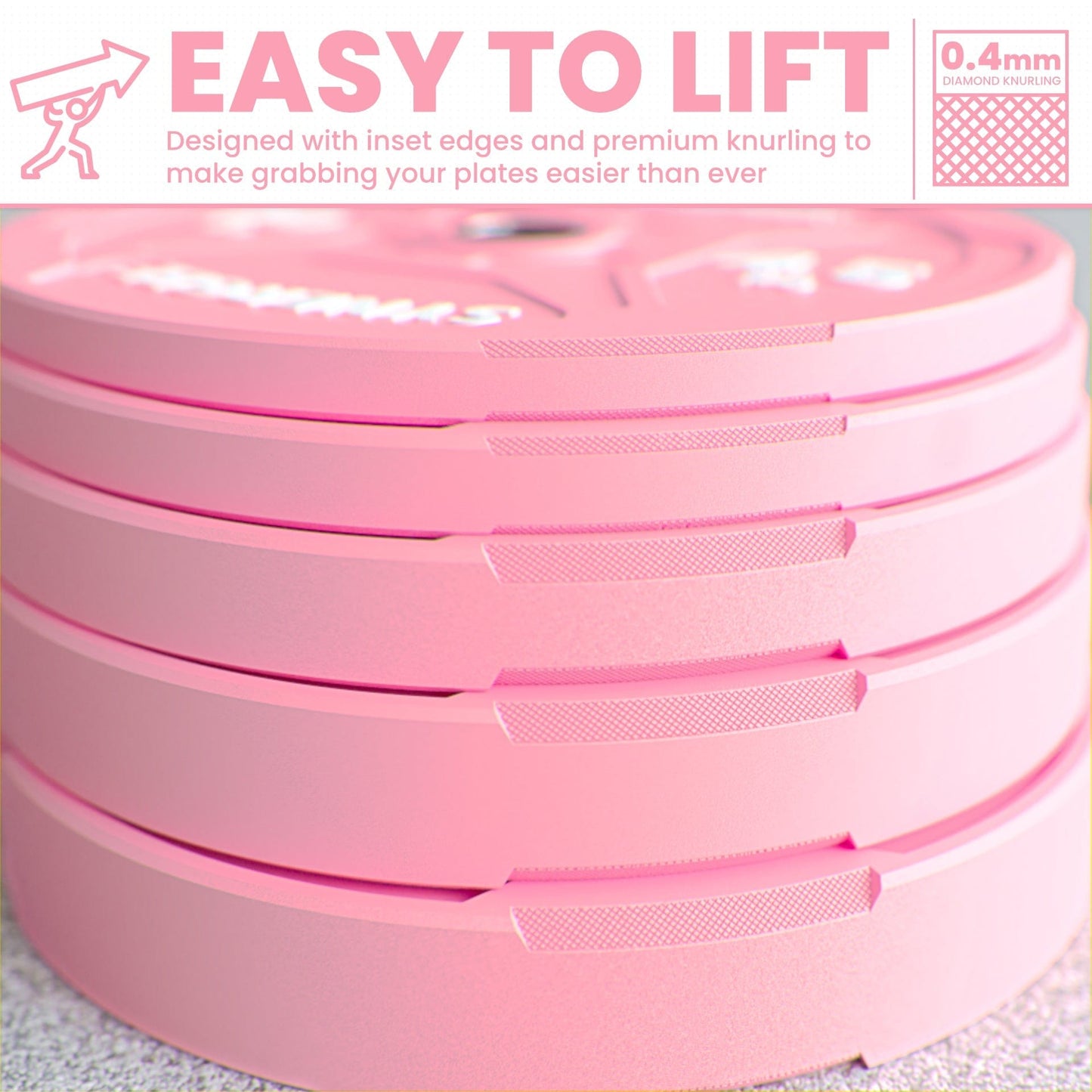 Synergee Pink EZ Grip Bumper Plates - Grit Grind Strength