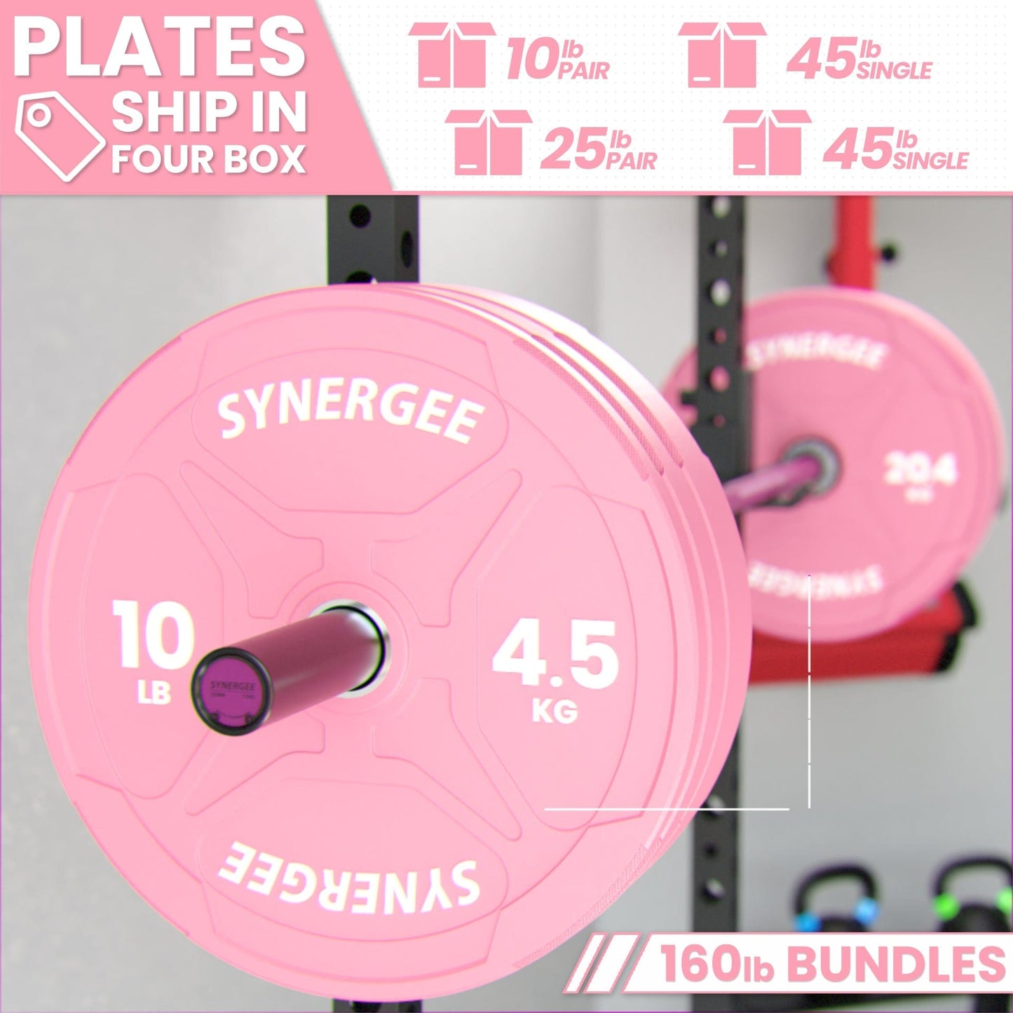 Synergee Pink EZ Grip Bumper Plates - Grit Grind Strength