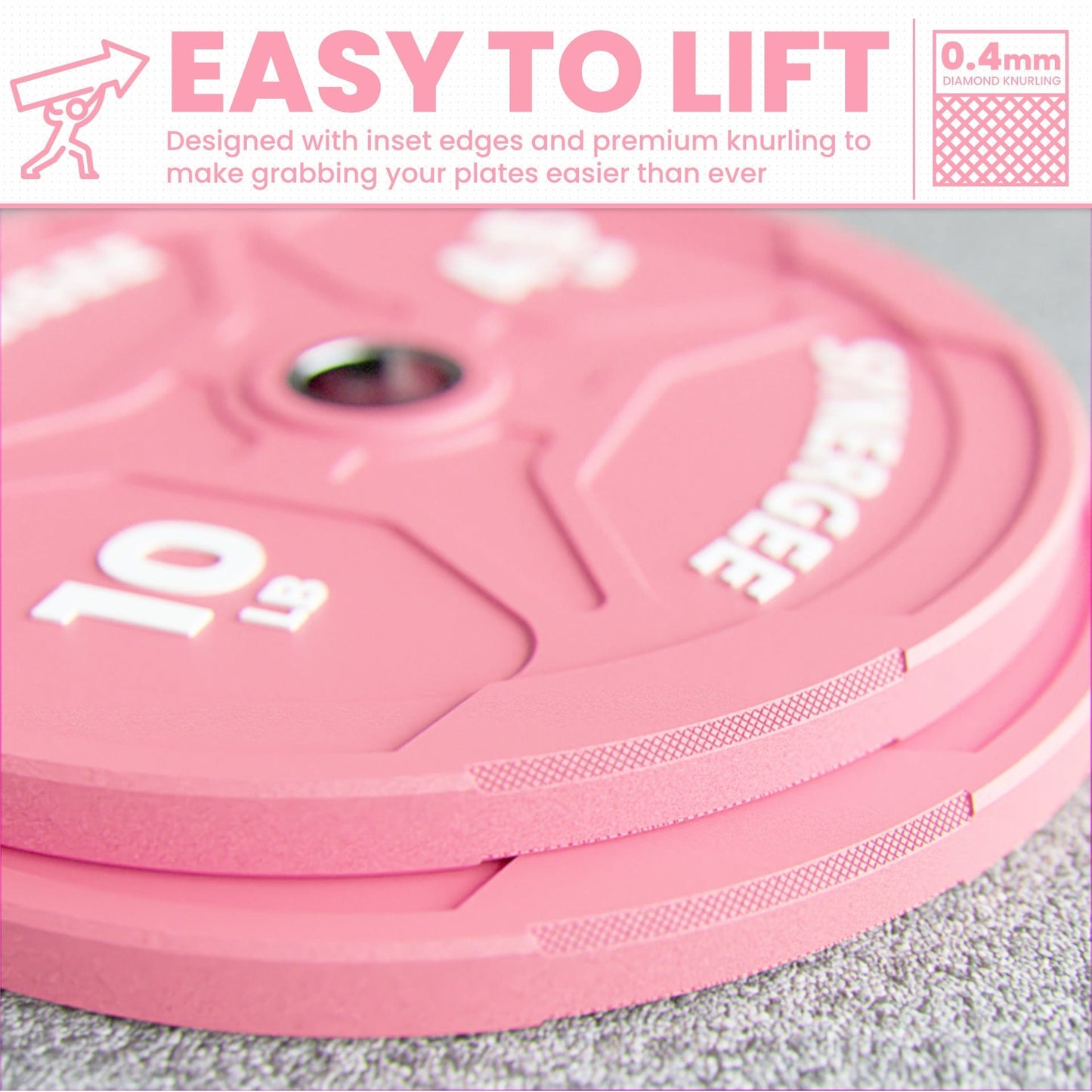 Synergee Pink EZ Grip Bumper Plates - Grit Grind Strength