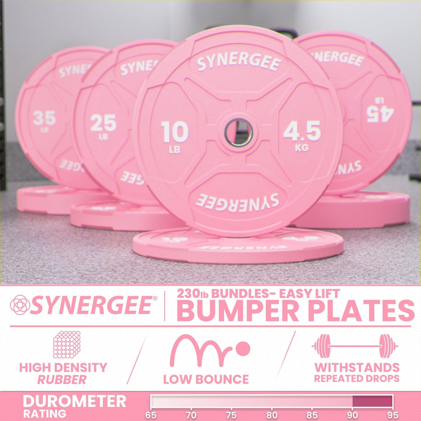 Synergee Pink EZ Grip Bumper Plates - Grit Grind Strength
