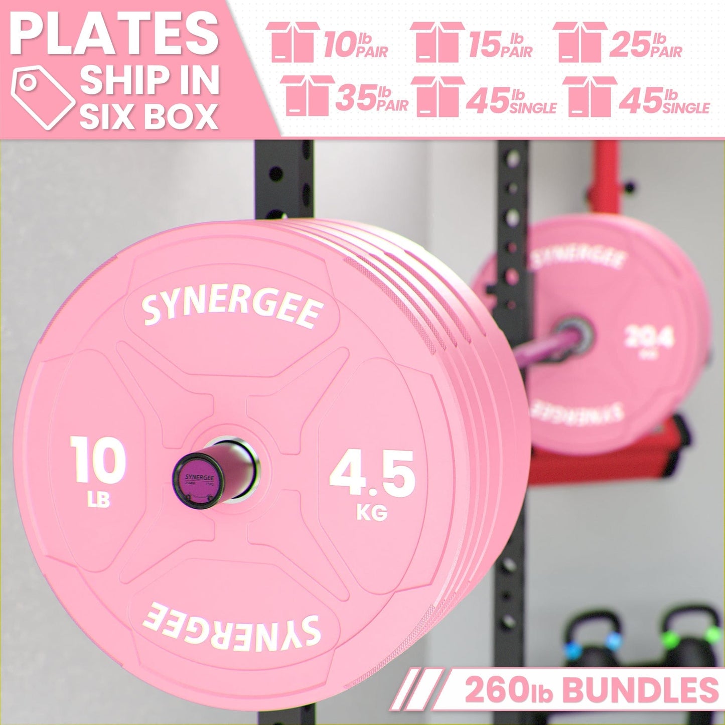 Synergee Pink EZ Grip Bumper Plates - Grit Grind Strength