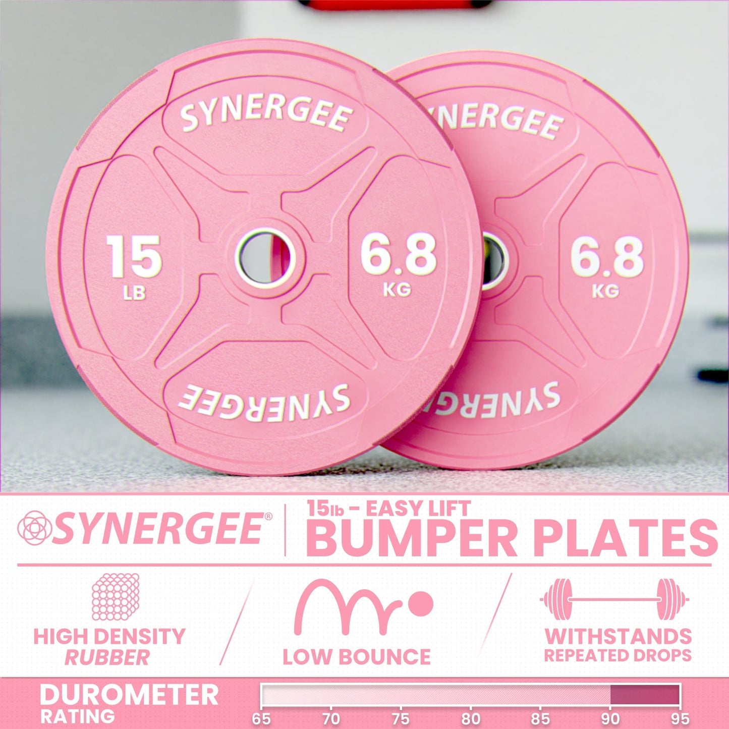 Synergee Pink EZ Grip Bumper Plates - Grit Grind Strength