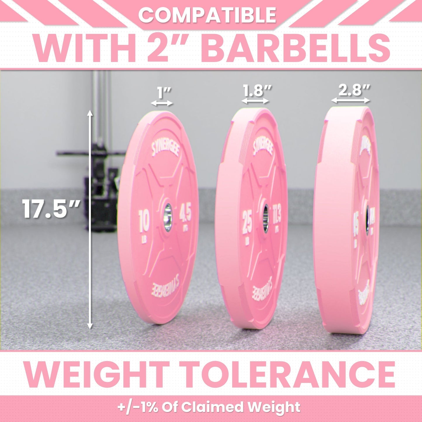 Synergee Pink EZ Grip Bumper Plates - Grit Grind Strength