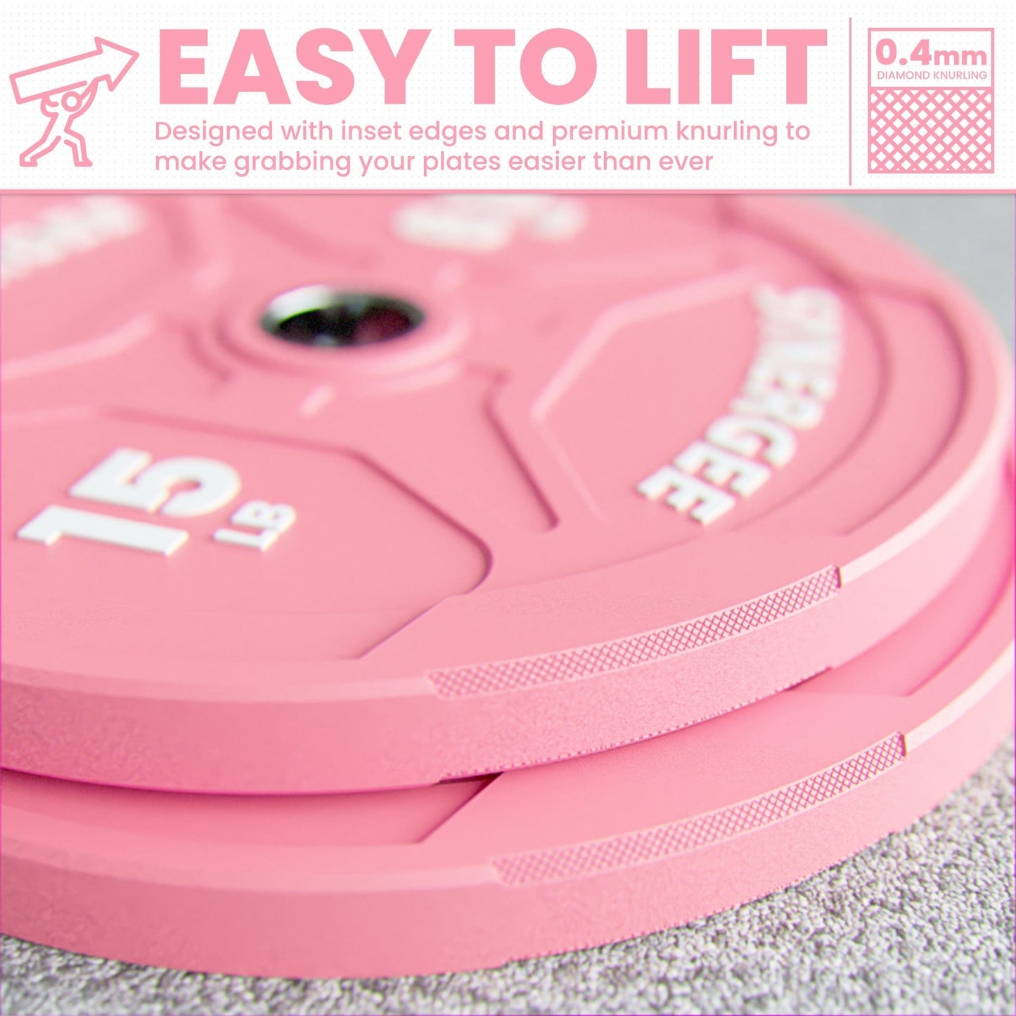 Synergee Pink EZ Grip Bumper Plates - Grit Grind Strength