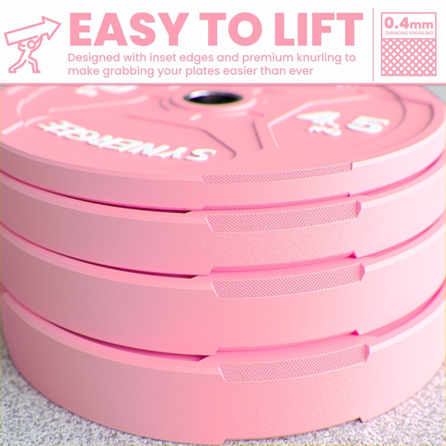 Synergee Pink EZ Grip Bumper Plates - Grit Grind Strength