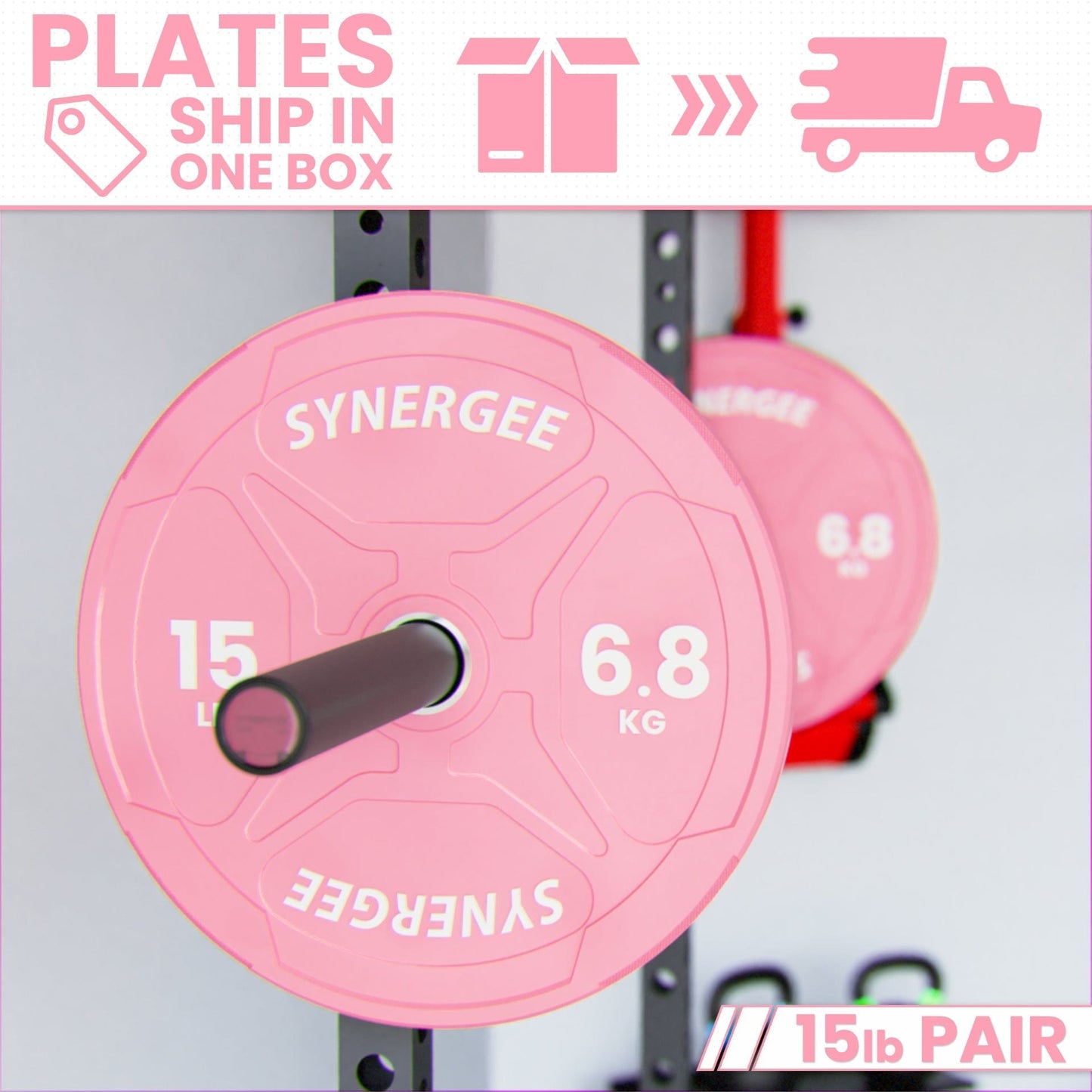 Synergee Pink EZ Grip Bumper Plates - Grit Grind Strength