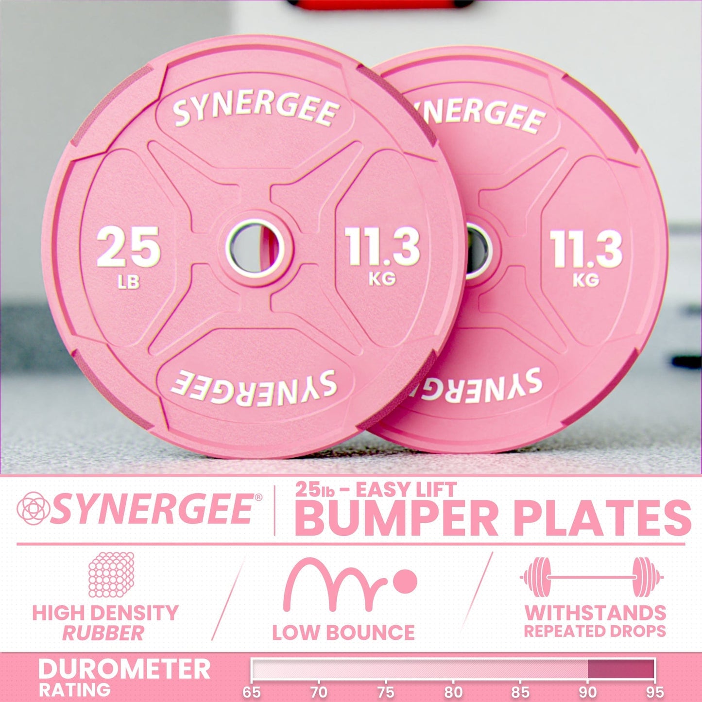 Synergee Pink EZ Grip Bumper Plates - Grit Grind Strength
