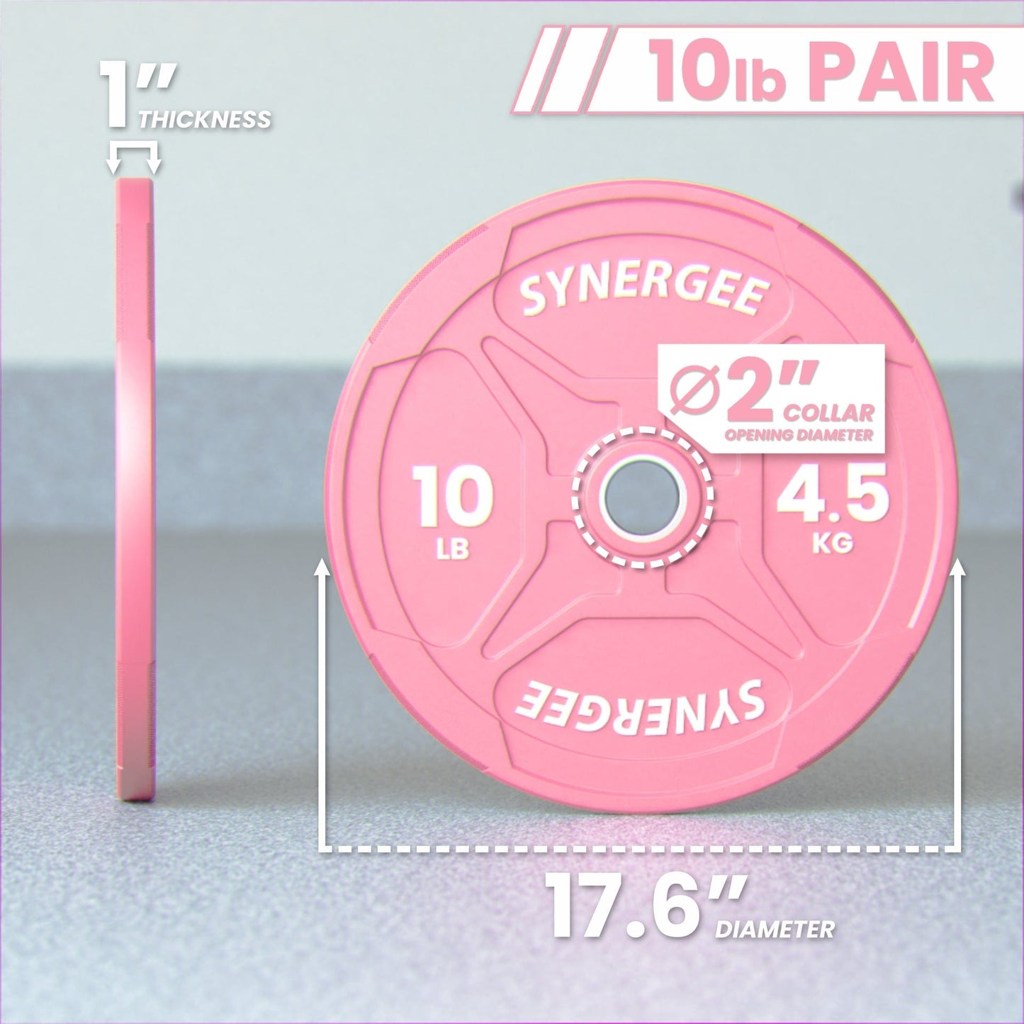Synergee Pink EZ Grip Bumper Plates - Grit Grind Strength