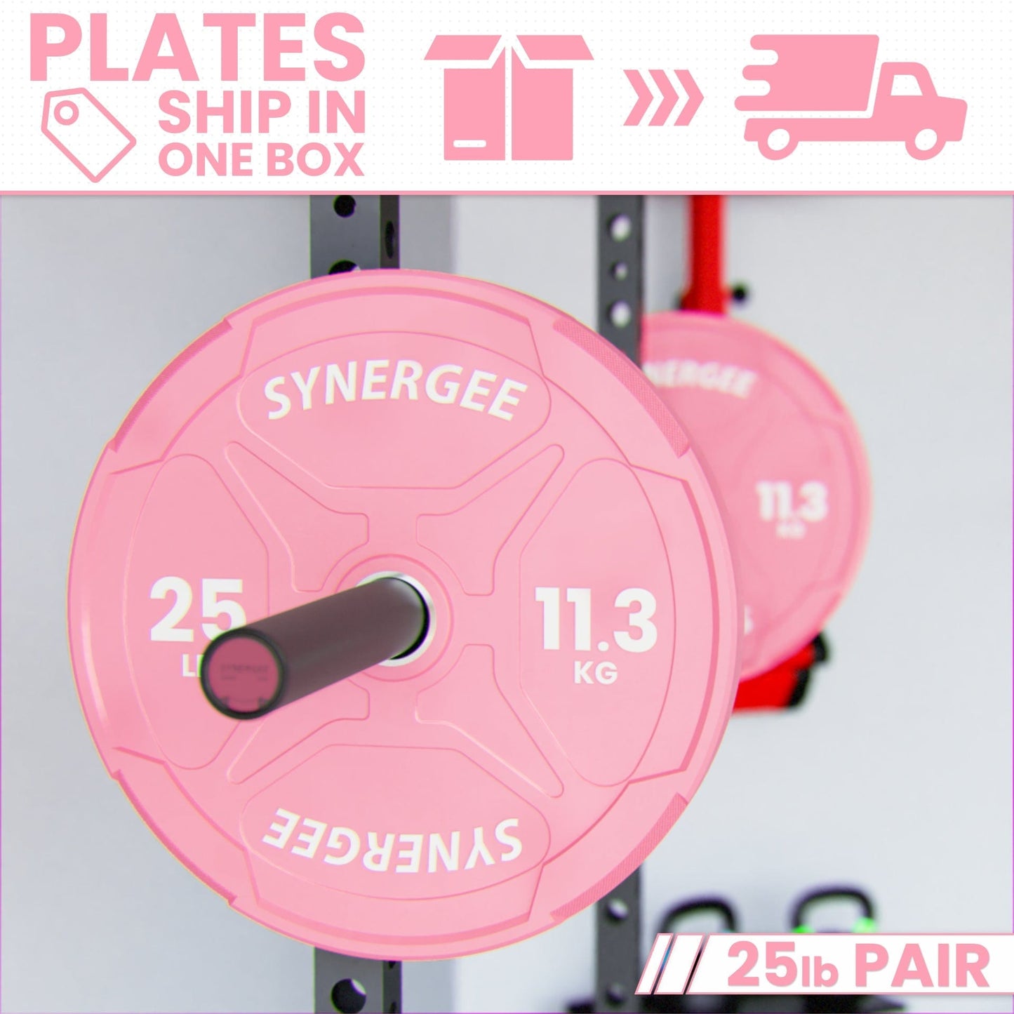Synergee Pink EZ Grip Bumper Plates - Grit Grind Strength