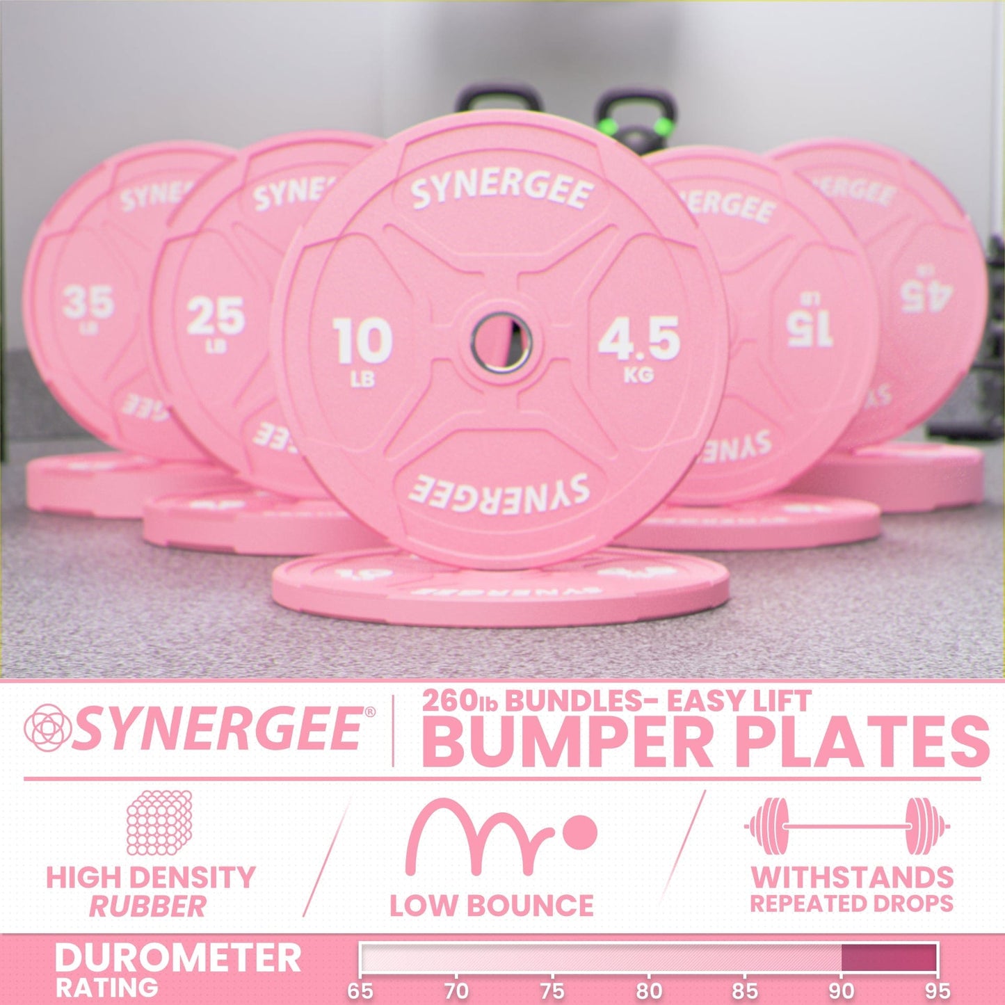 Synergee Pink EZ Grip Bumper Plates - Grit Grind Strength