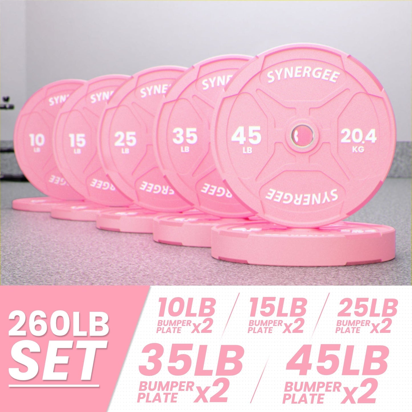 Synergee Pink EZ Grip Bumper Plates - Grit Grind Strength