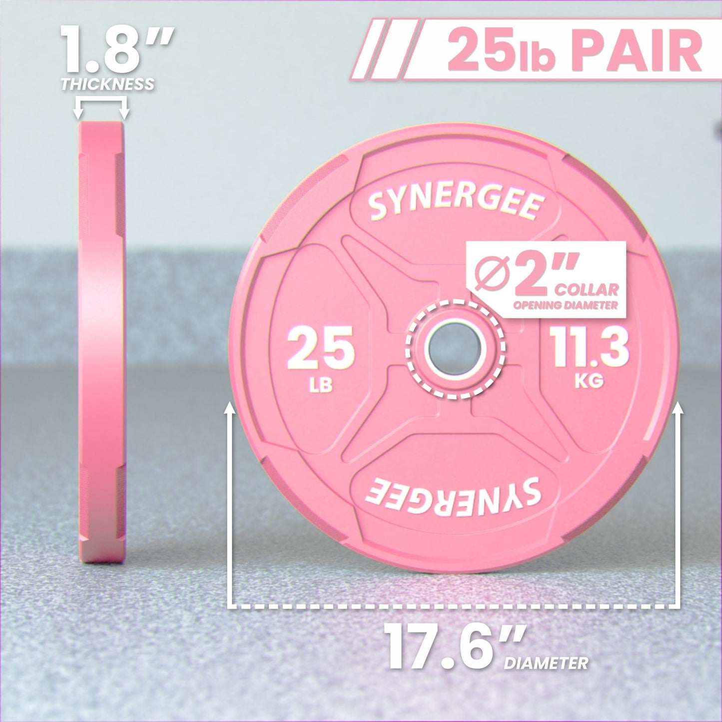 Synergee Pink EZ Grip Bumper Plates - Grit Grind Strength