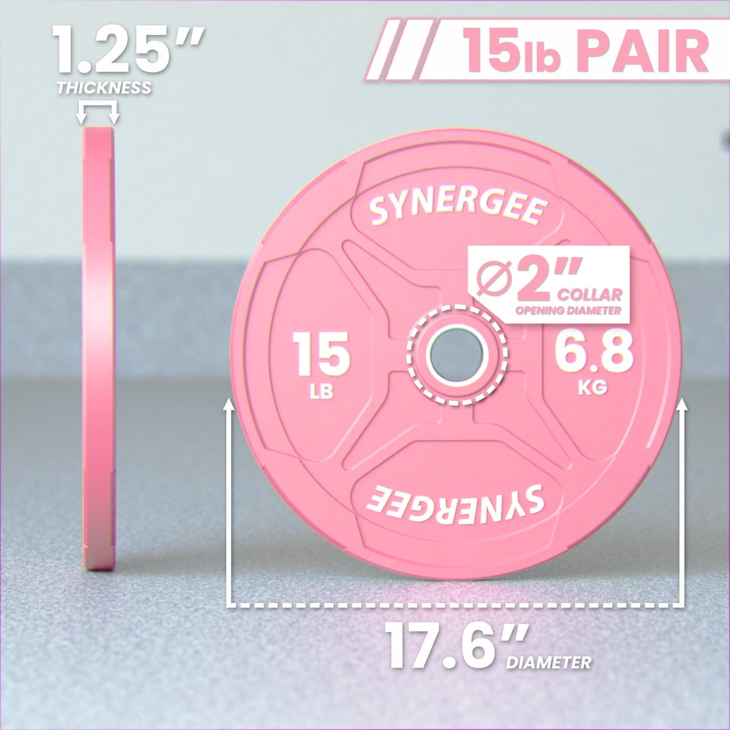 Synergee Pink EZ Grip Bumper Plates - Grit Grind Strength