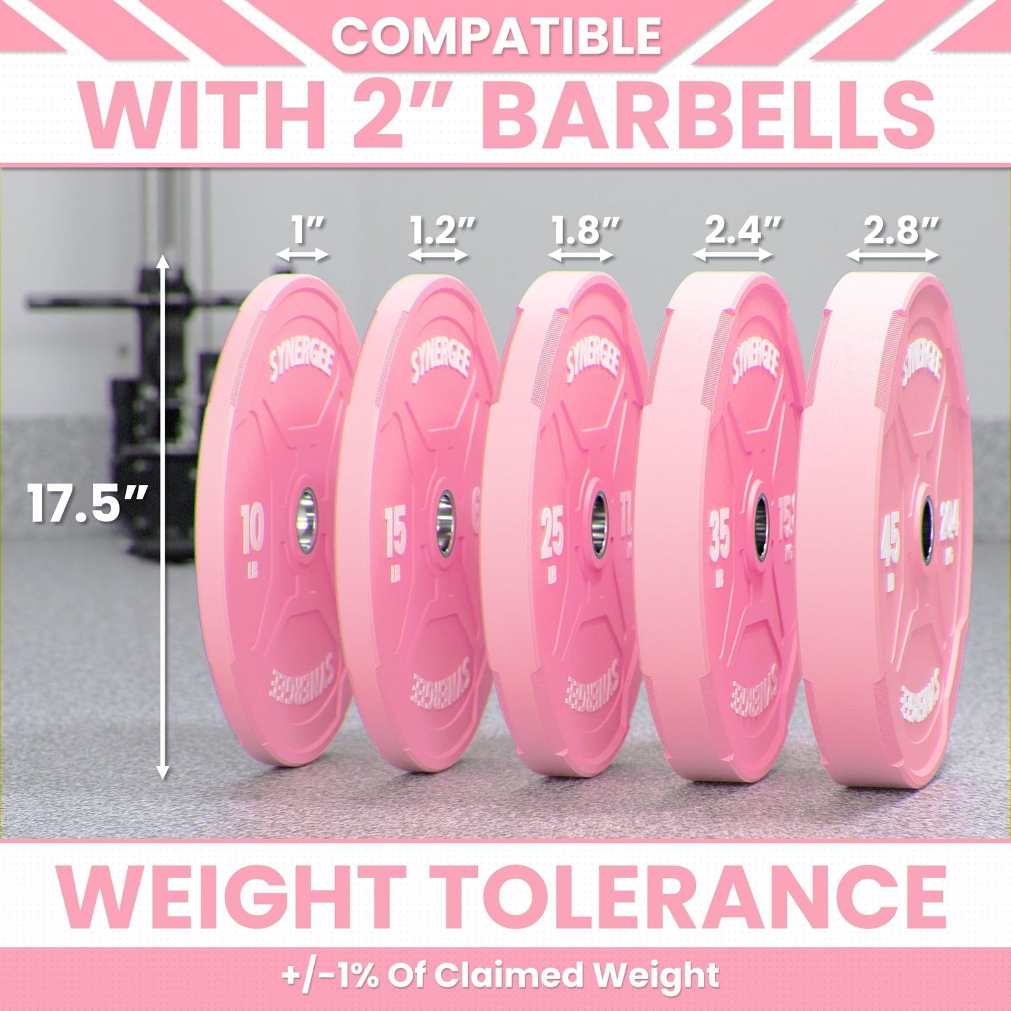 Synergee Pink EZ Grip Bumper Plates - Grit Grind Strength