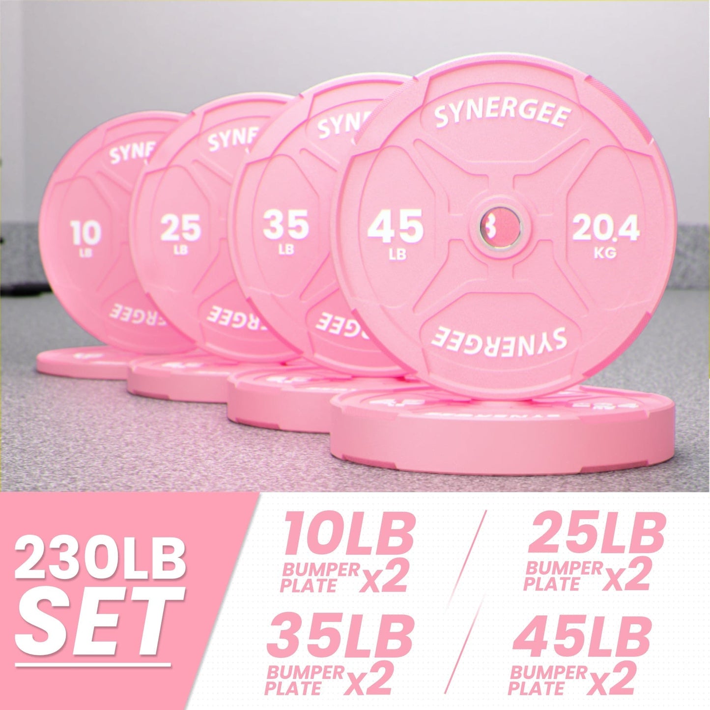 Synergee Pink EZ Grip Bumper Plates - Grit Grind Strength