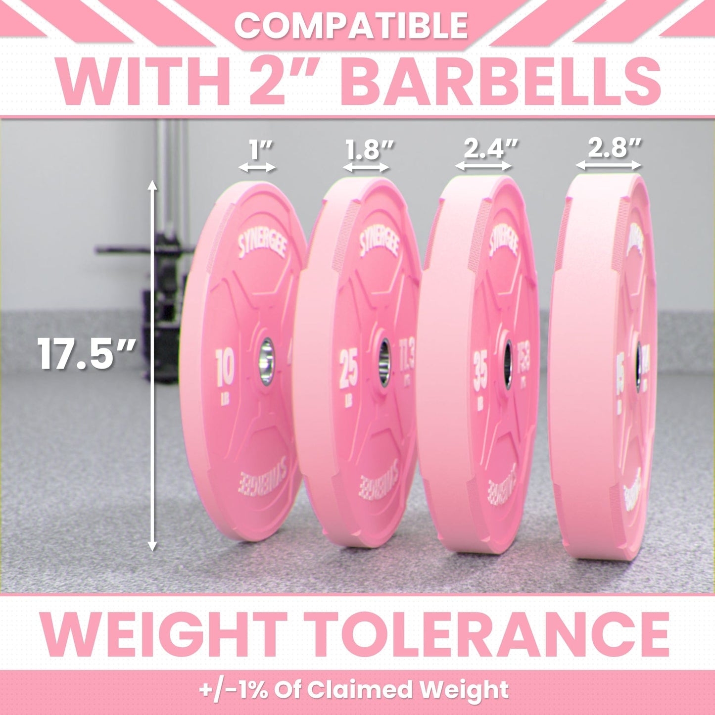 Synergee Pink EZ Grip Bumper Plates - Grit Grind Strength