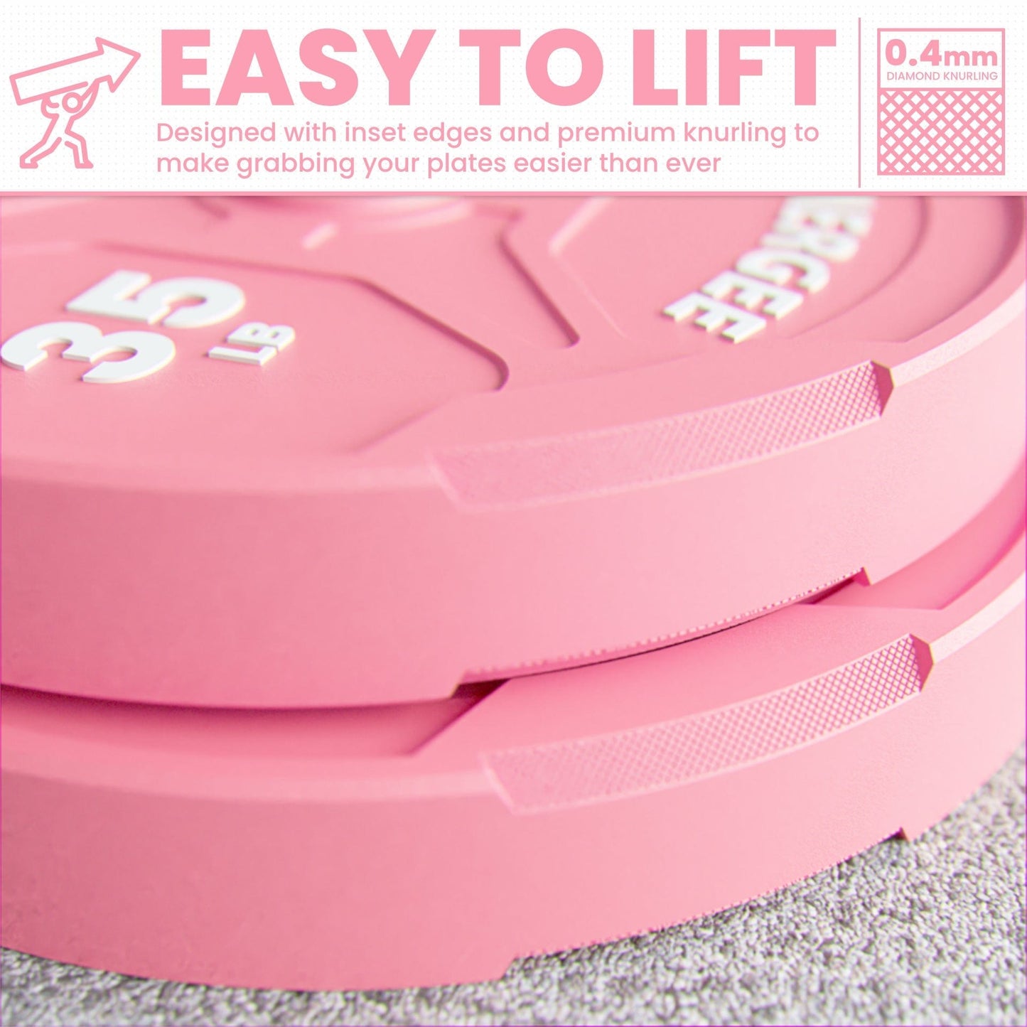 Synergee Pink EZ Grip Bumper Plates - Grit Grind Strength