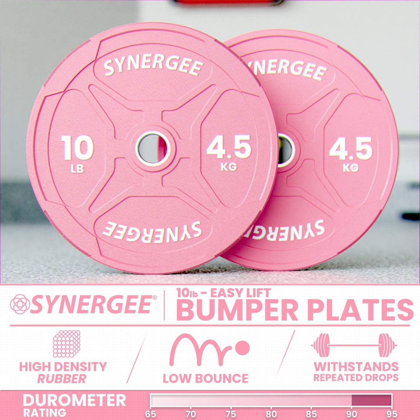 Synergee Pink EZ Grip Bumper Plates - Grit Grind Strength