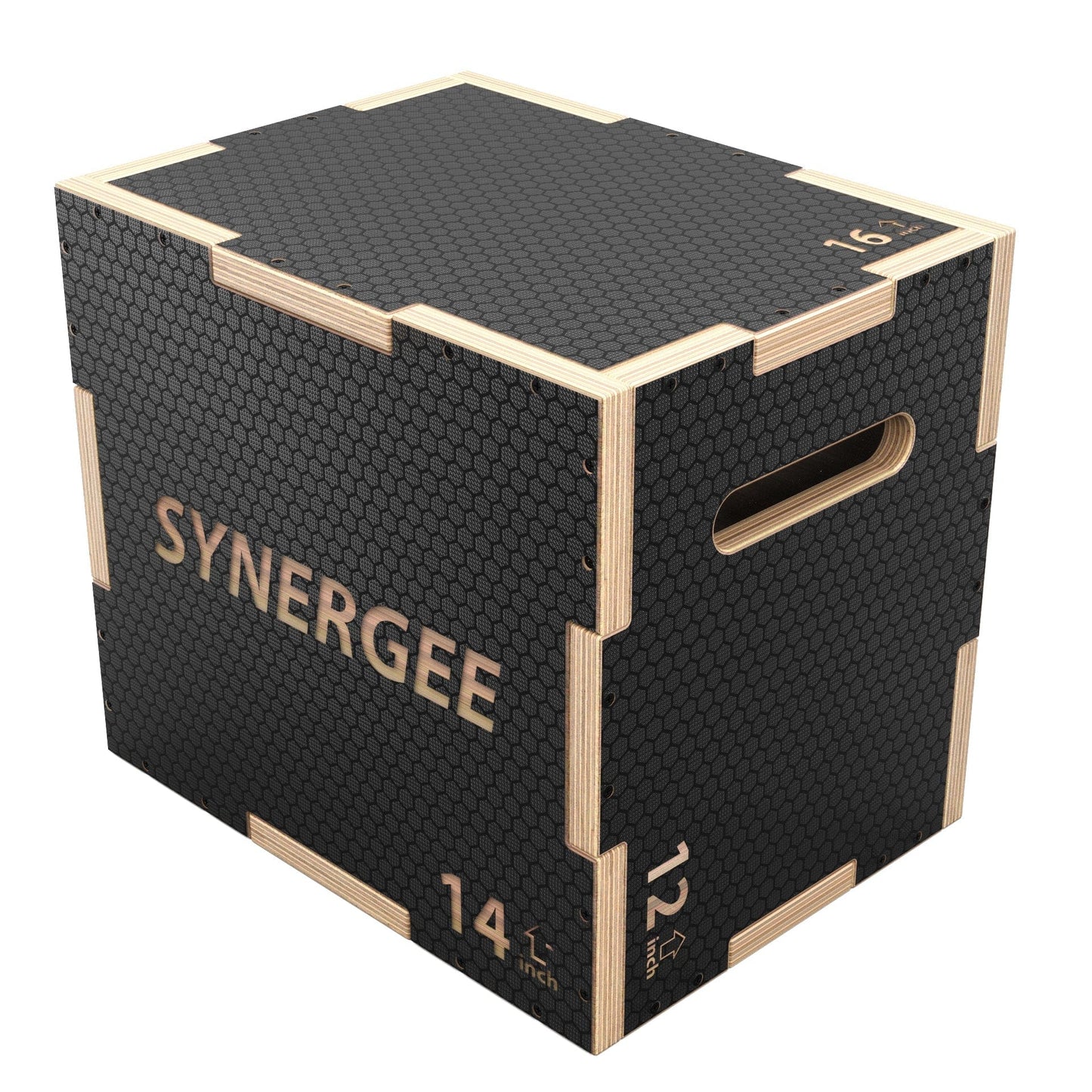 Synergee Plyometrics 16-14-12 Synergee Non-Slip 3-in-1 Wood Plyo Boxes