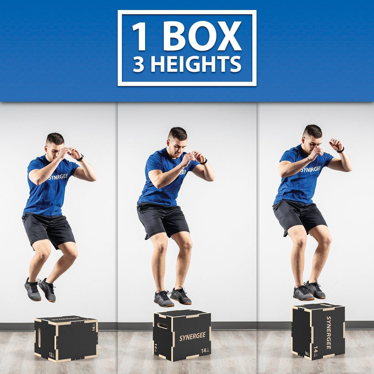 Synergee Plyometrics Synergee Non-Slip 3-in-1 Wood Plyo Boxes