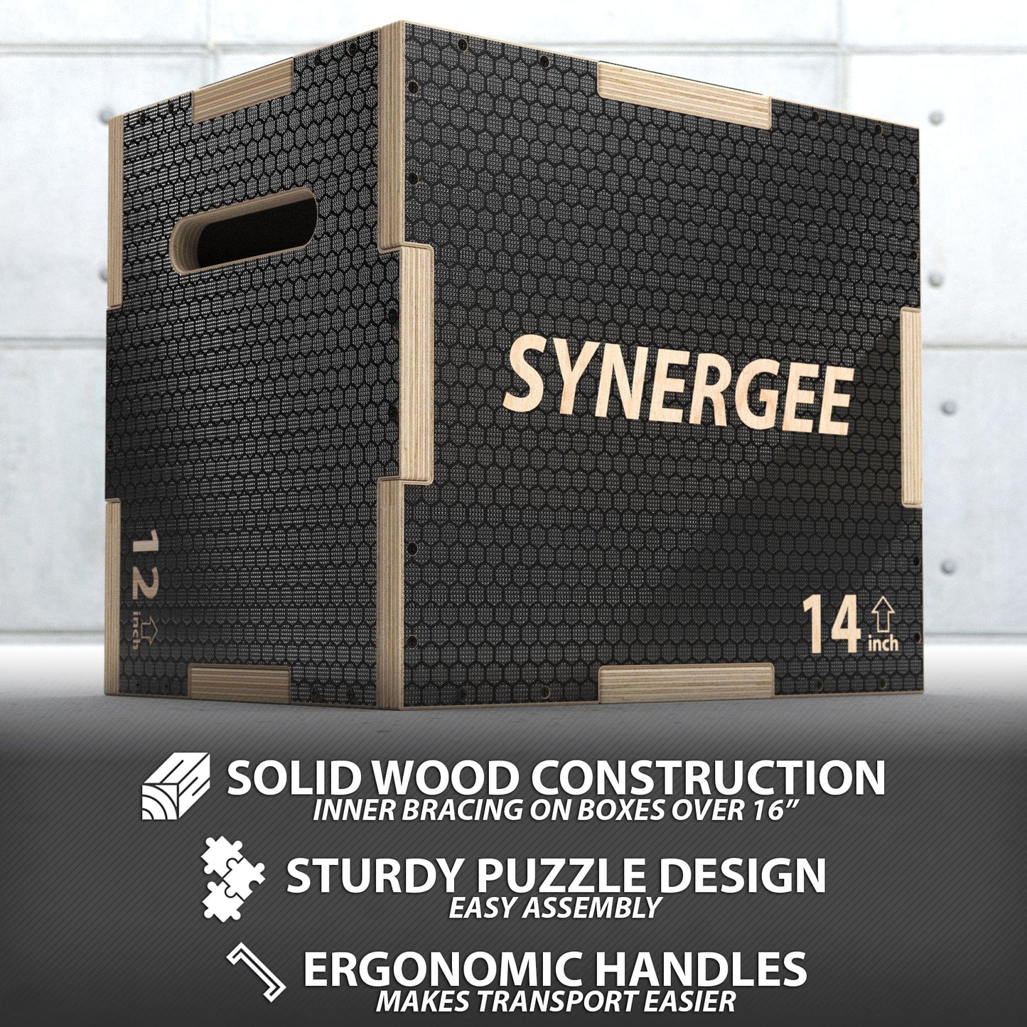 Synergee Plyometrics Synergee Non-Slip 3-in-1 Wood Plyo Boxes