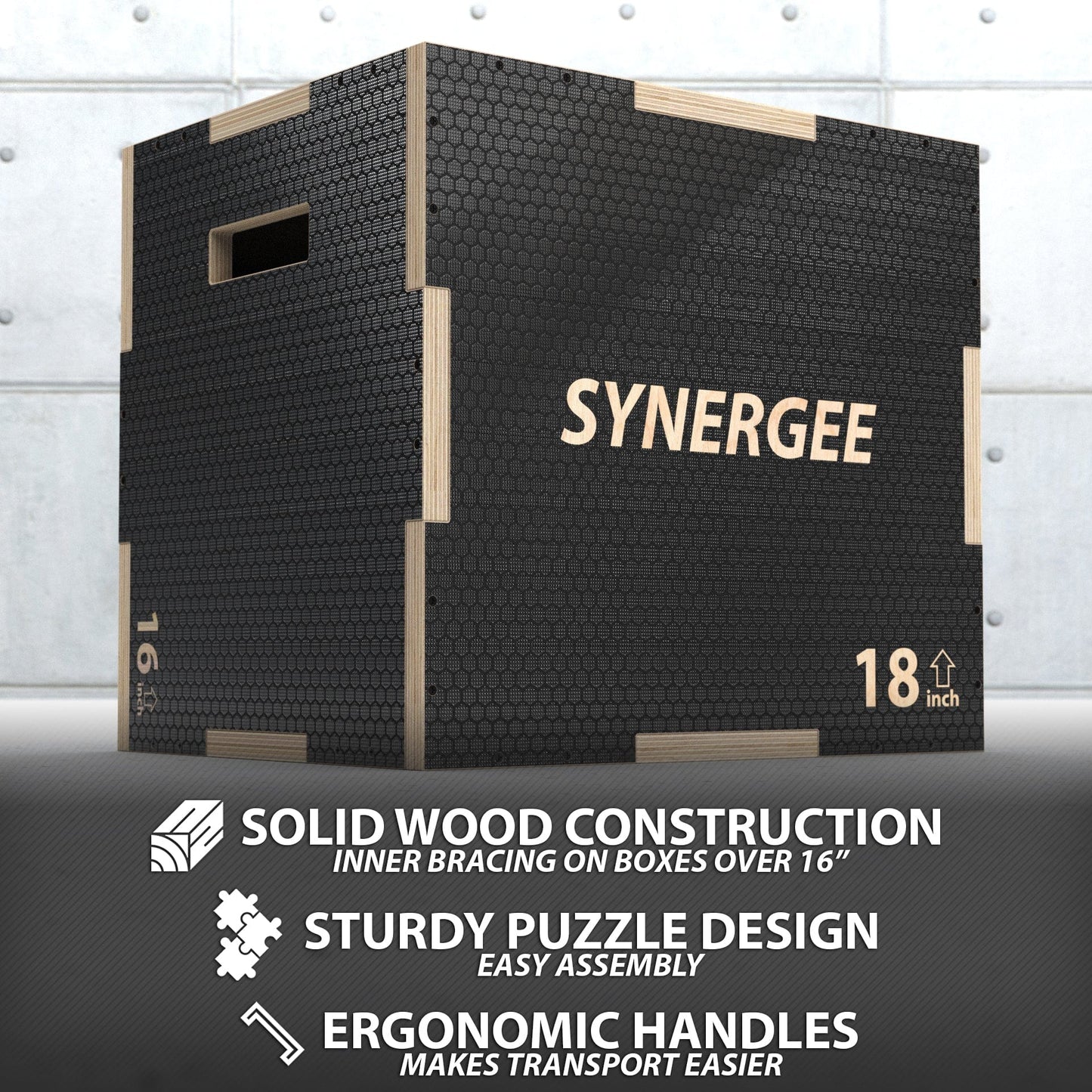 Synergee Plyometrics Synergee Non-Slip 3-in-1 Wood Plyo Boxes