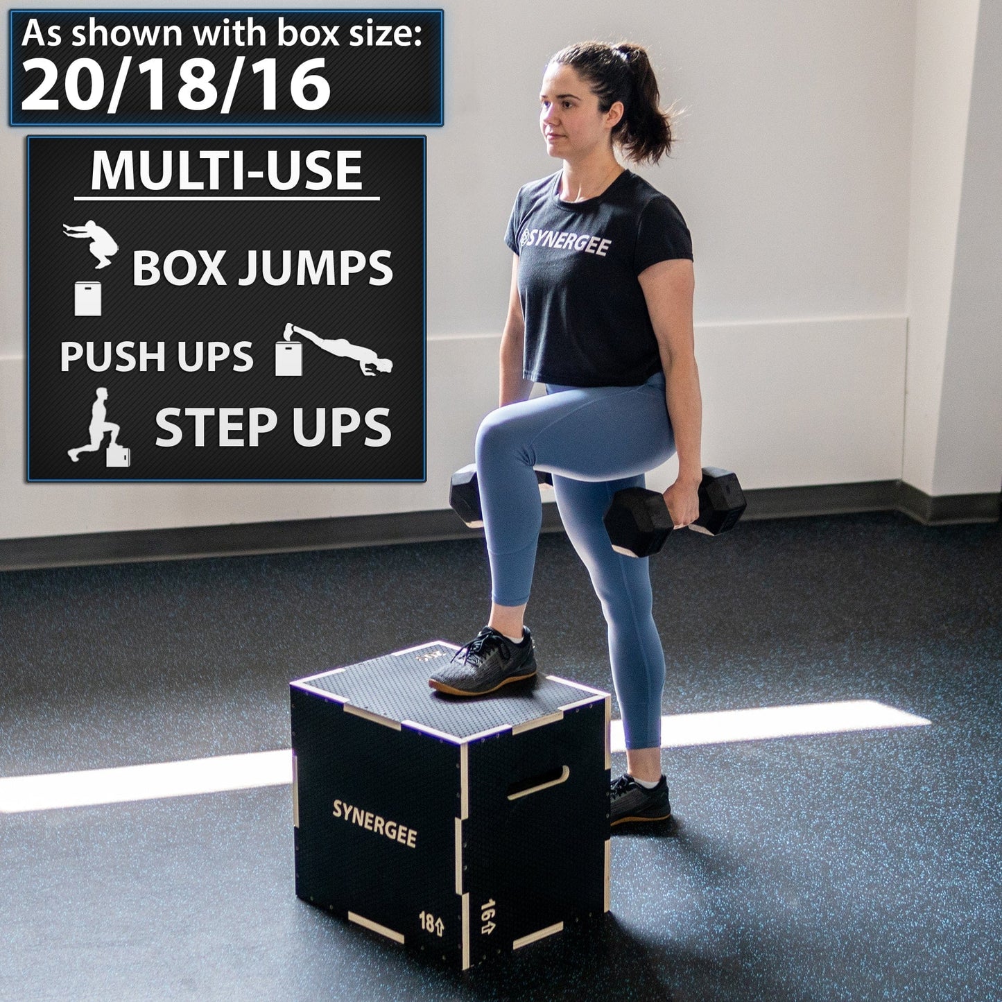 Synergee Plyometrics Synergee Non-Slip 3-in-1 Wood Plyo Boxes