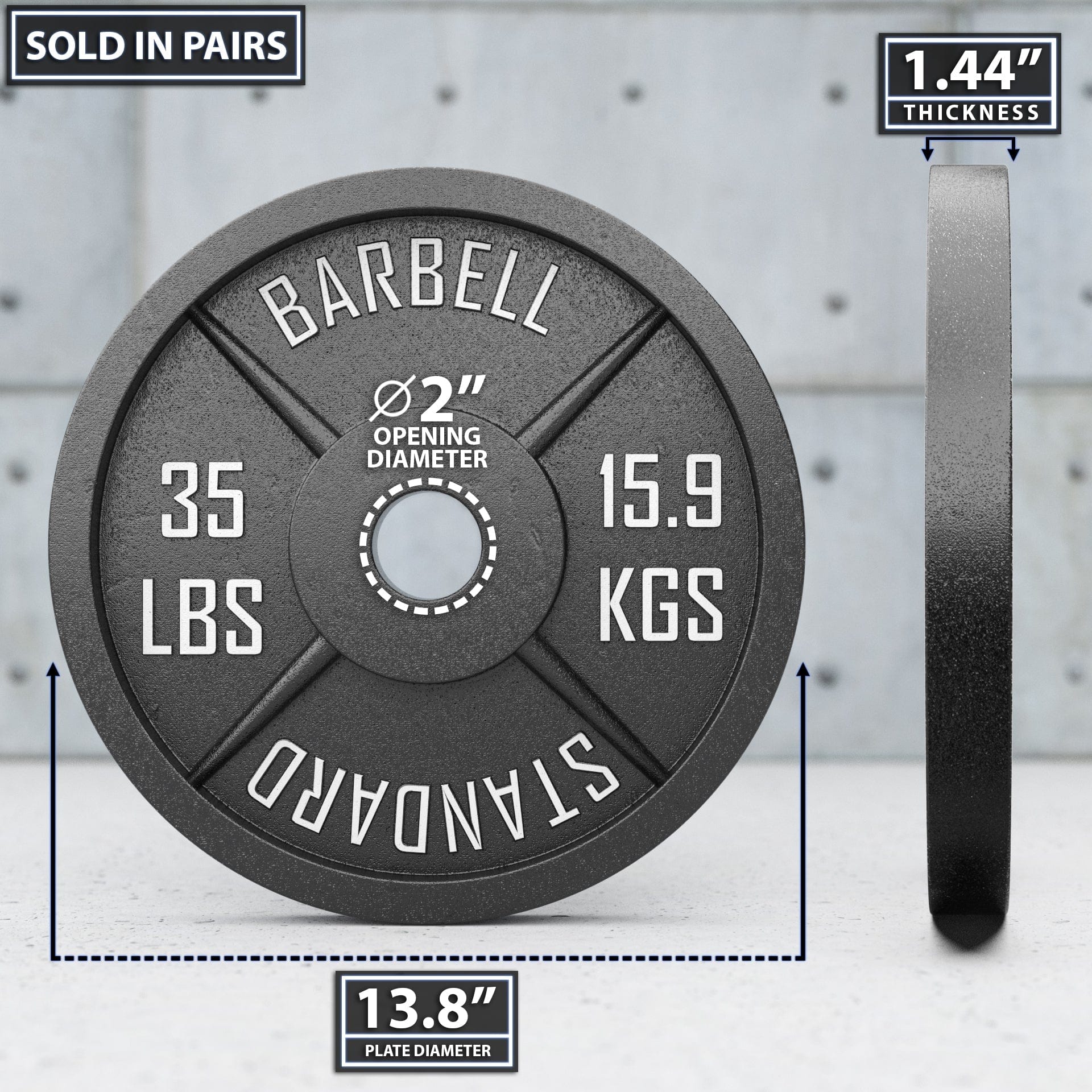 Synergee Standard Metal Weight Plates - Grit Grind Strength